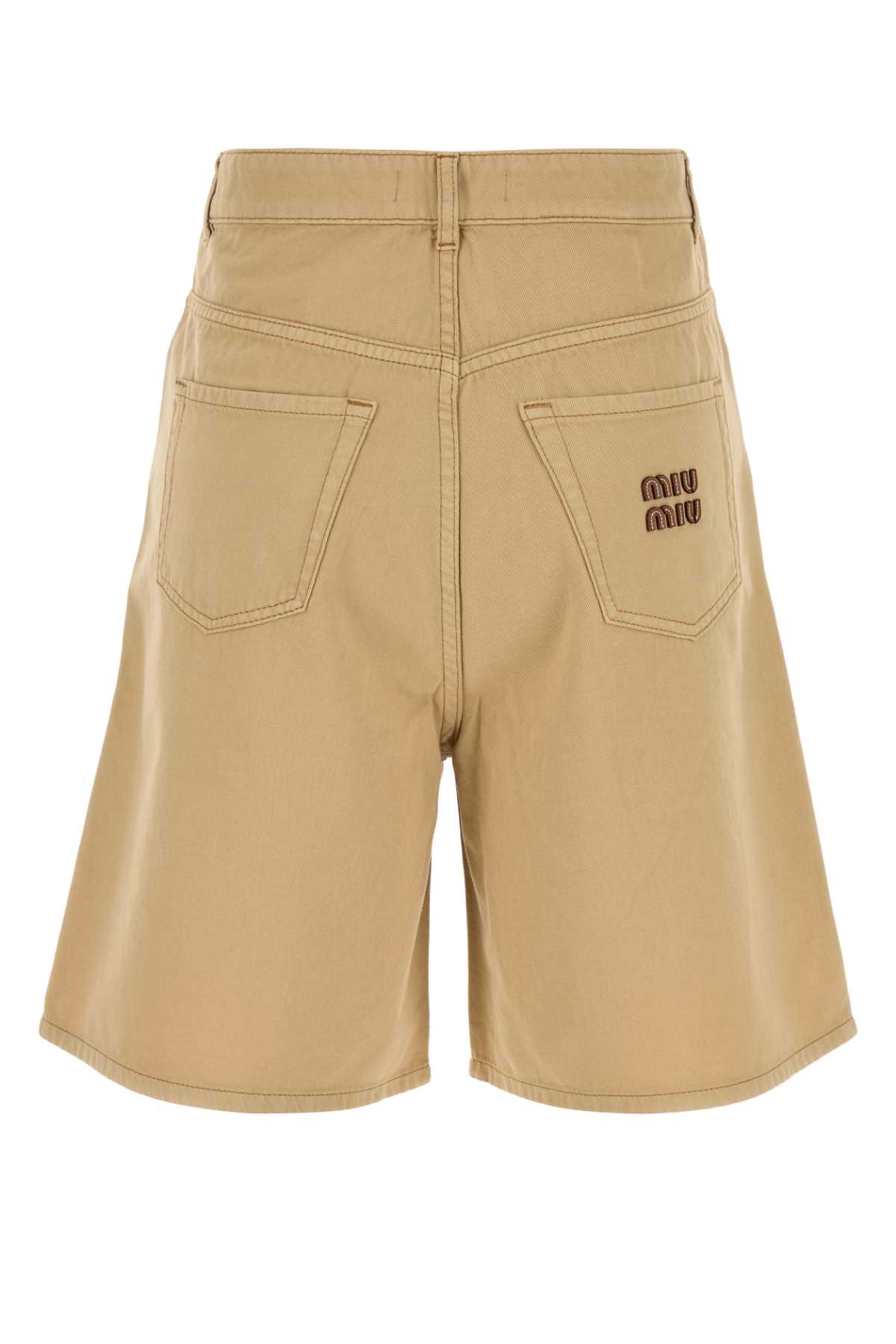 Miu Miu Bermuda Shorts With Back Pockets And Belt Loops In Neutral