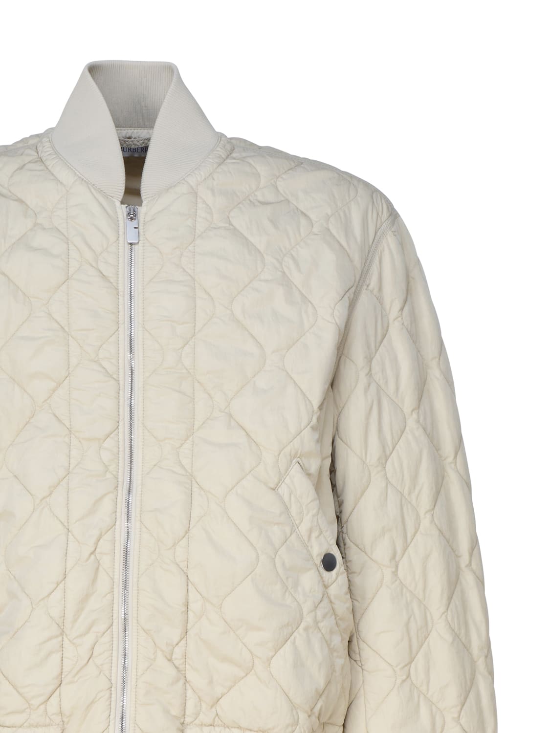 Shop Burberry Quilted Nylon Bomber Jacket In Soap