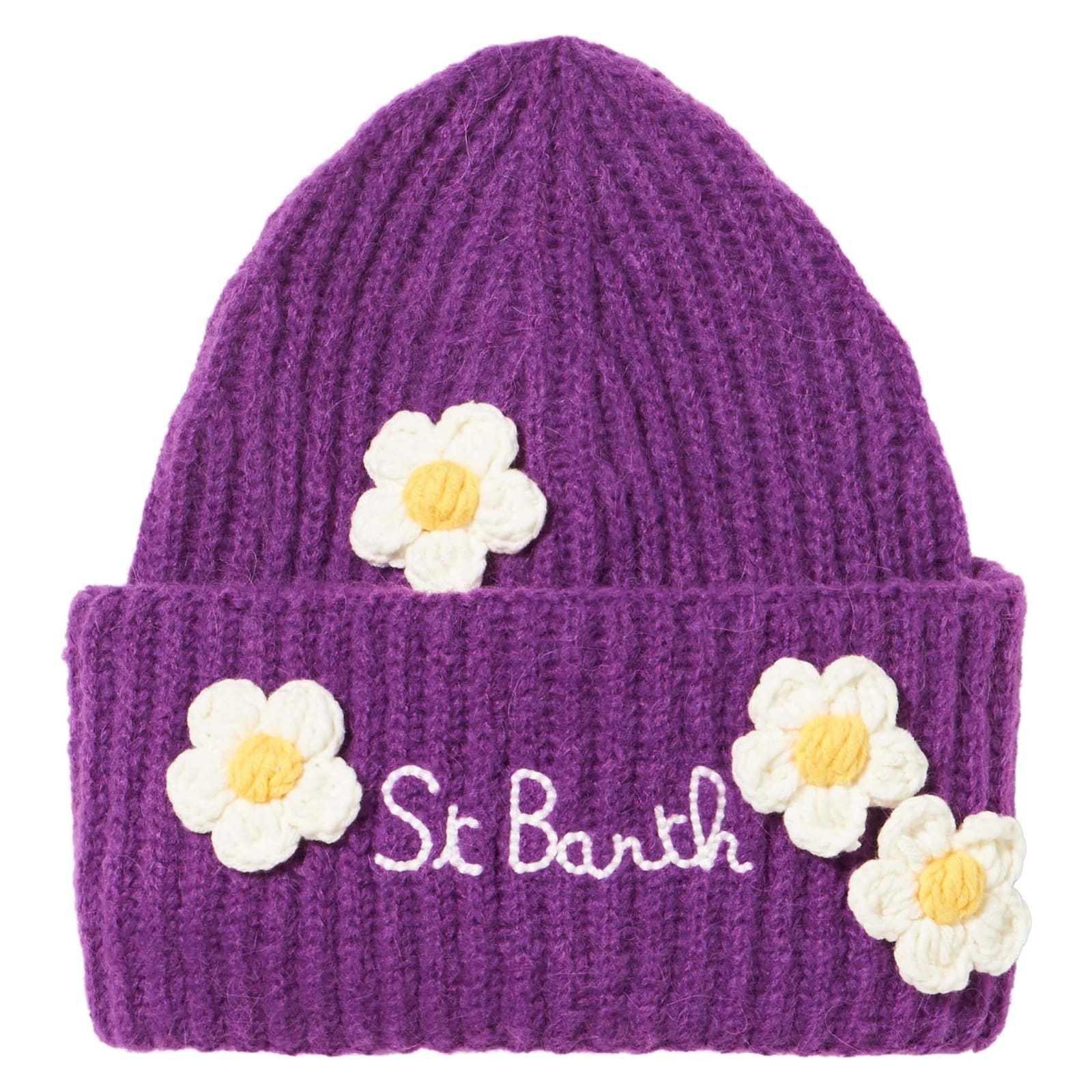 Woman Brushed And Ultra Soft Beanie With Daisies Appliqués