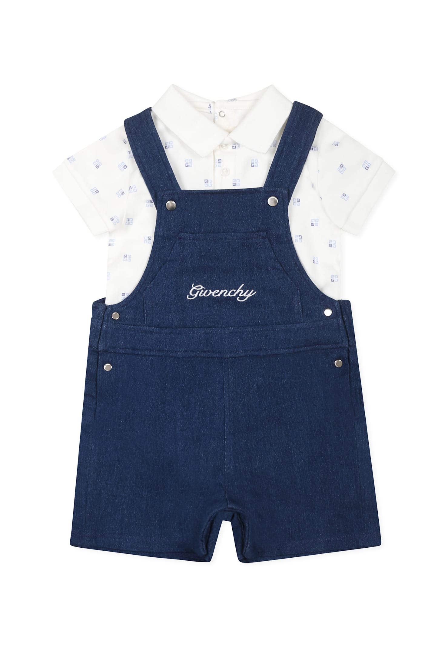 Givenchy Logo-embroidered Dungarees Set In Denim