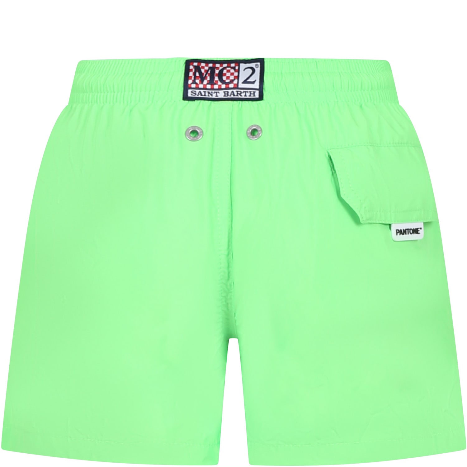 Shop Mc2 Saint Barth Green Swim Shorts For Boy With Logo