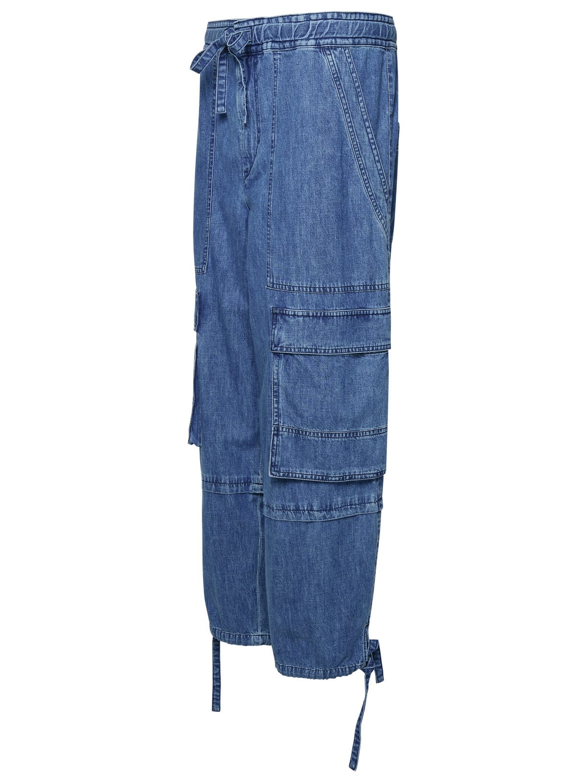 Shop Marant Etoile Ivy Blue Cotton Cargo Pants In Blue (blue)