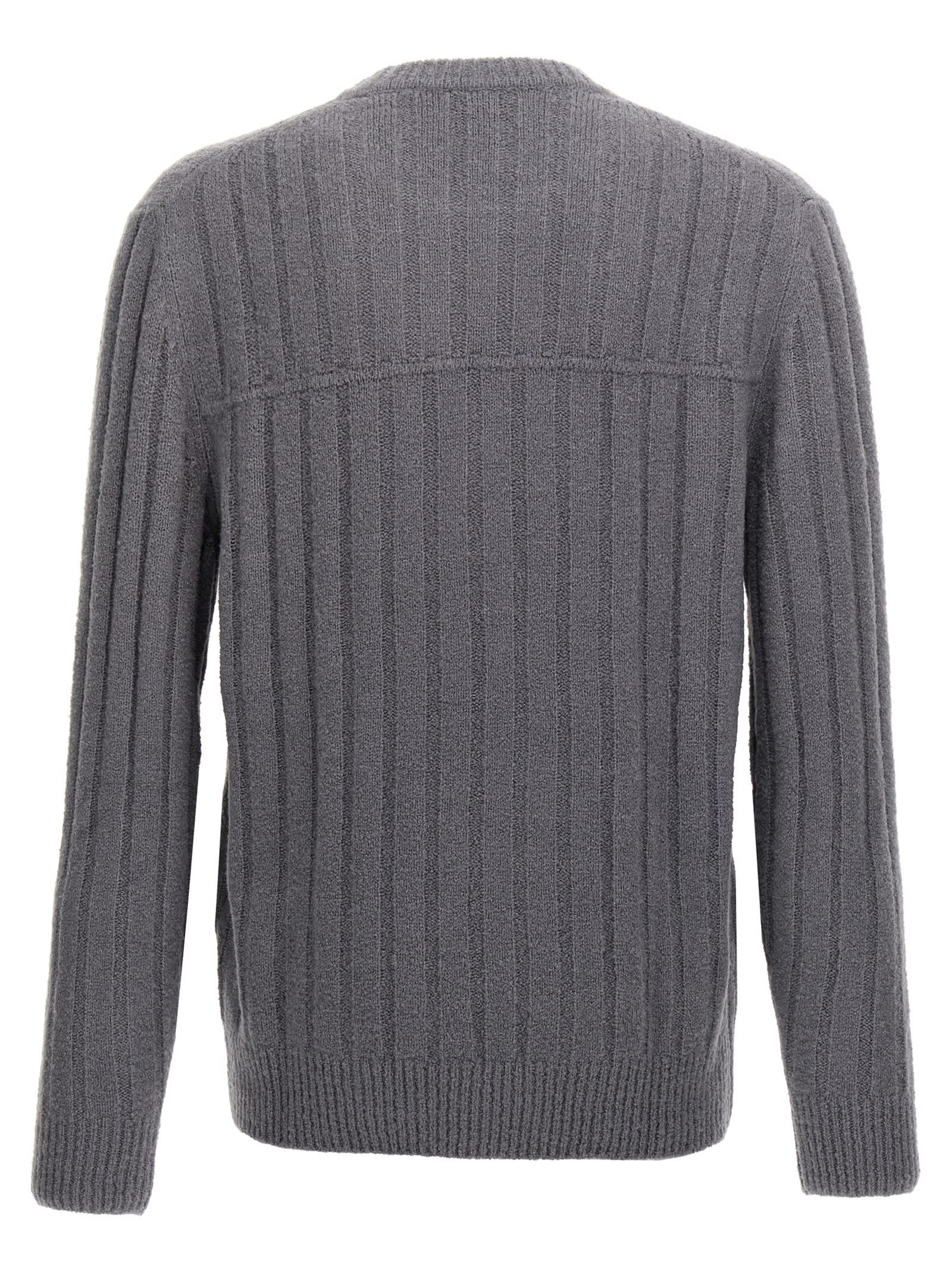 Brioni Crewneck Ribbed Sweater Long Sleeves In Gray