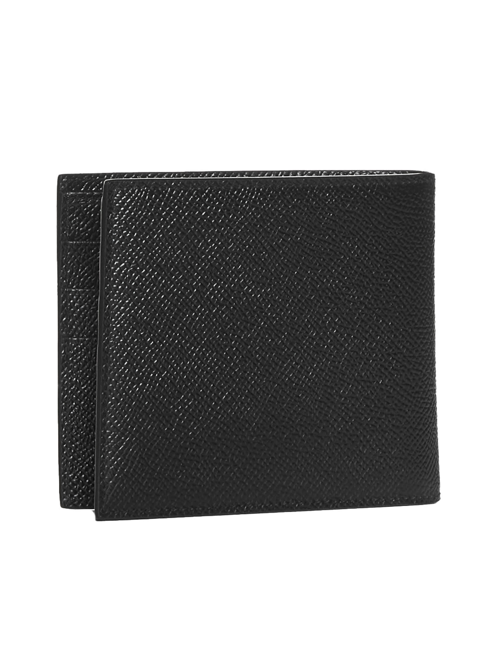 Dolce & Gabbana Bifold Wallet In Black Dauphine Leather In Black