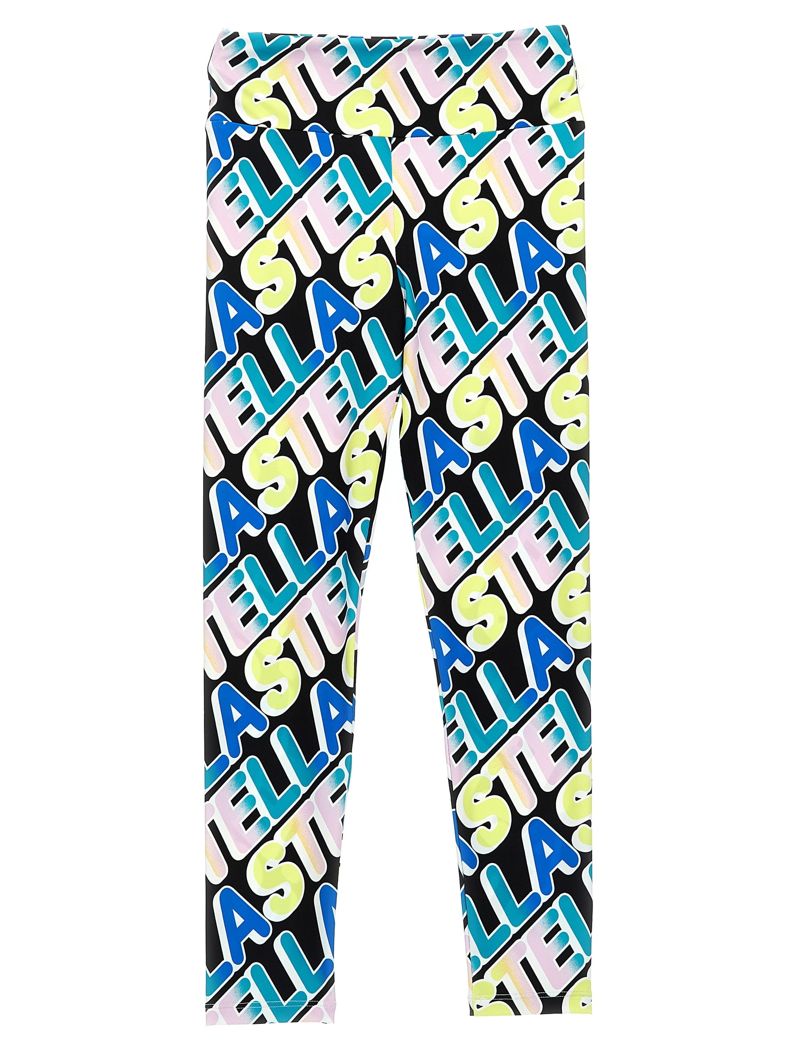 Stella Mccartney All-over Logo-print Leggings In Black/colourful