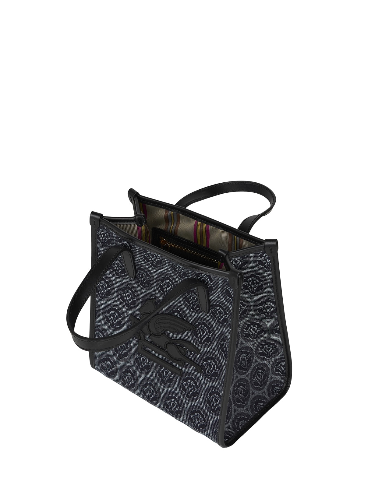 Shop Etro Love Trotter Medium Bag In Blue Jacquard Denim