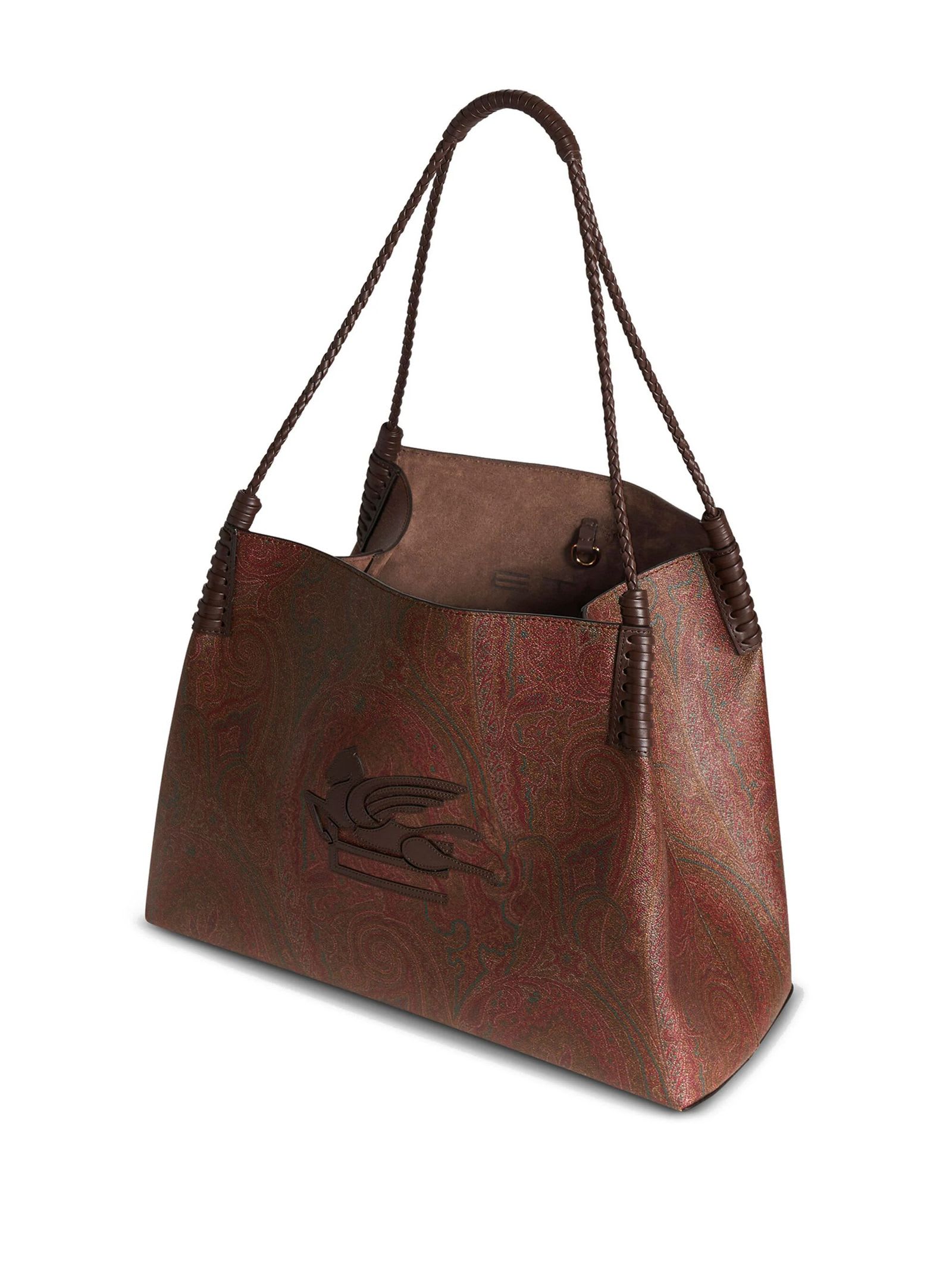 Shop Etro Brown Medium Paisley Libra Tote Bag