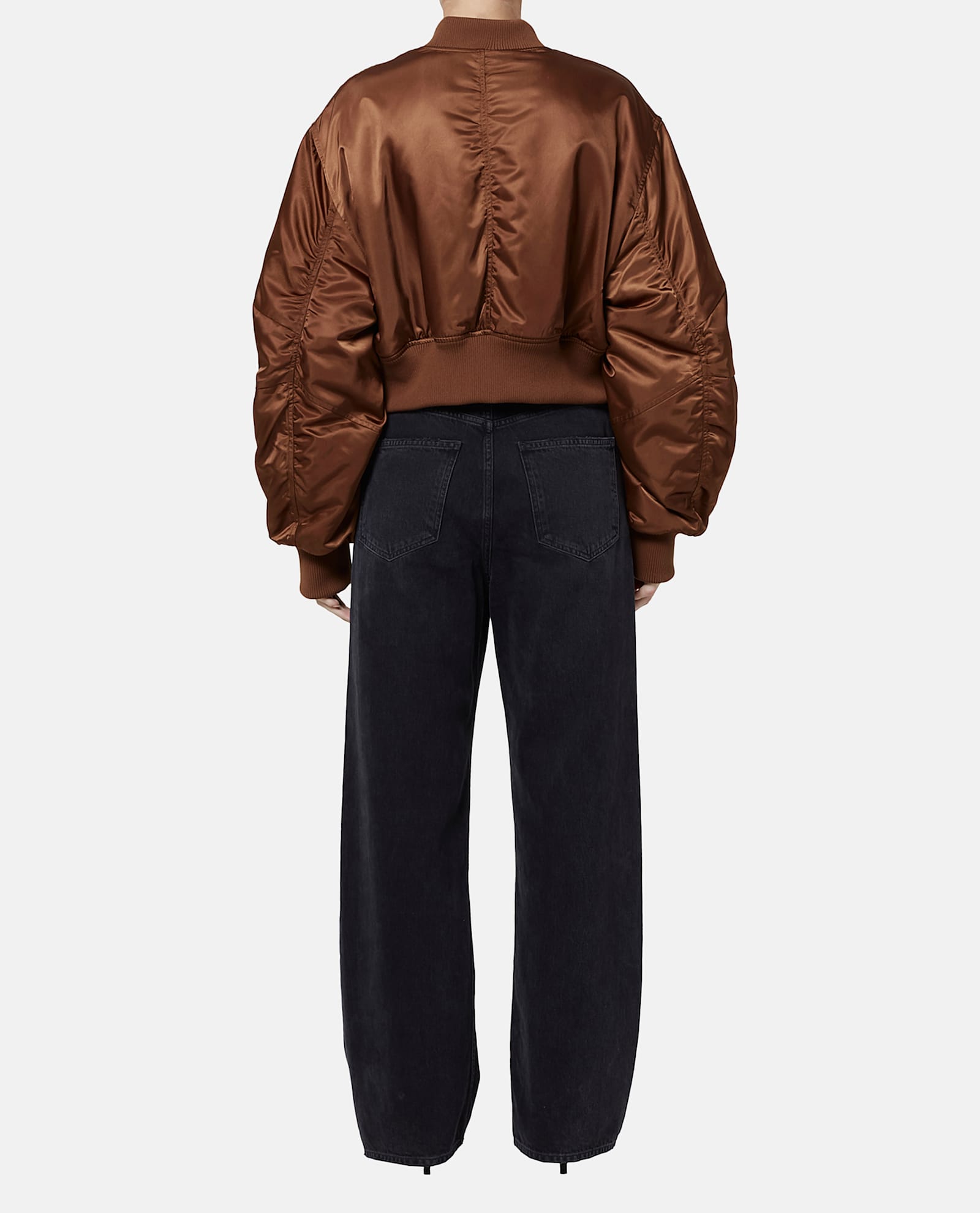 Shop Agolde Jett Bomber Jacket In Brown