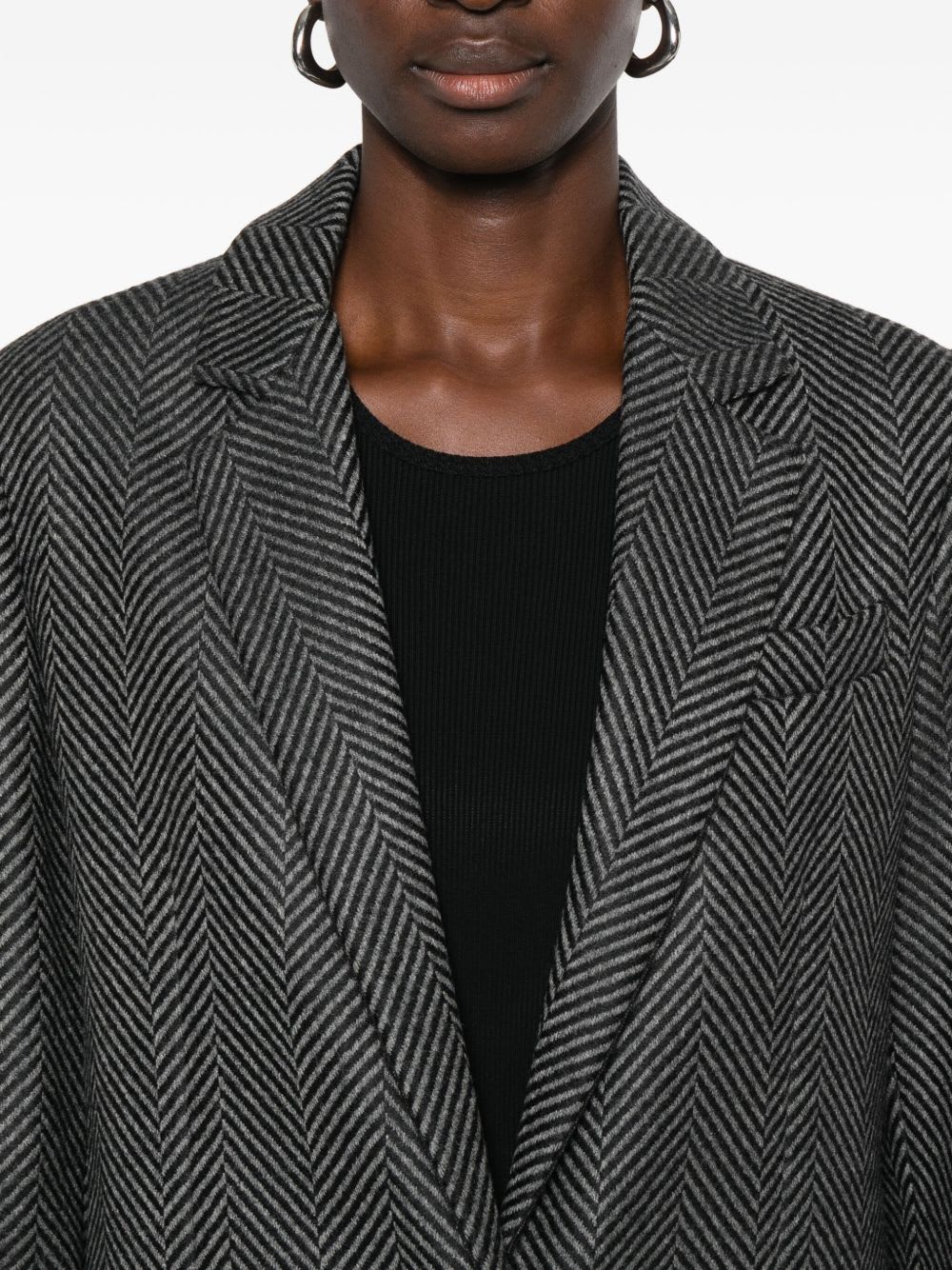 Forte Forte Herringbone Pattern Blazer Front Pockets In Animal Print
