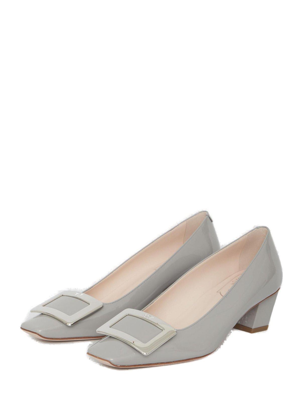 Shop Roger Vivier Belle Vivier Buckle Pumps In Grey