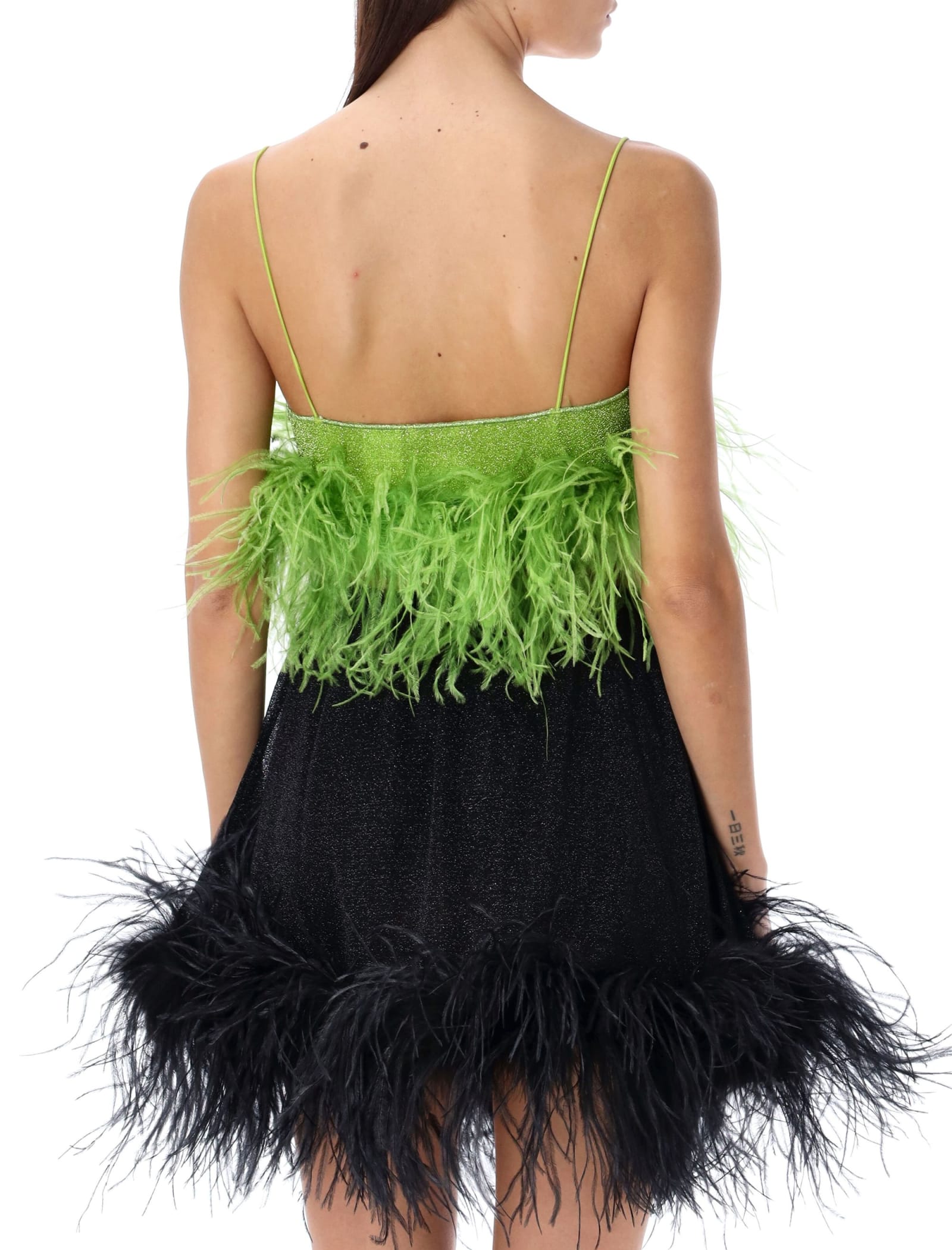 Shop Oseree Lumière Feather Top In Lime