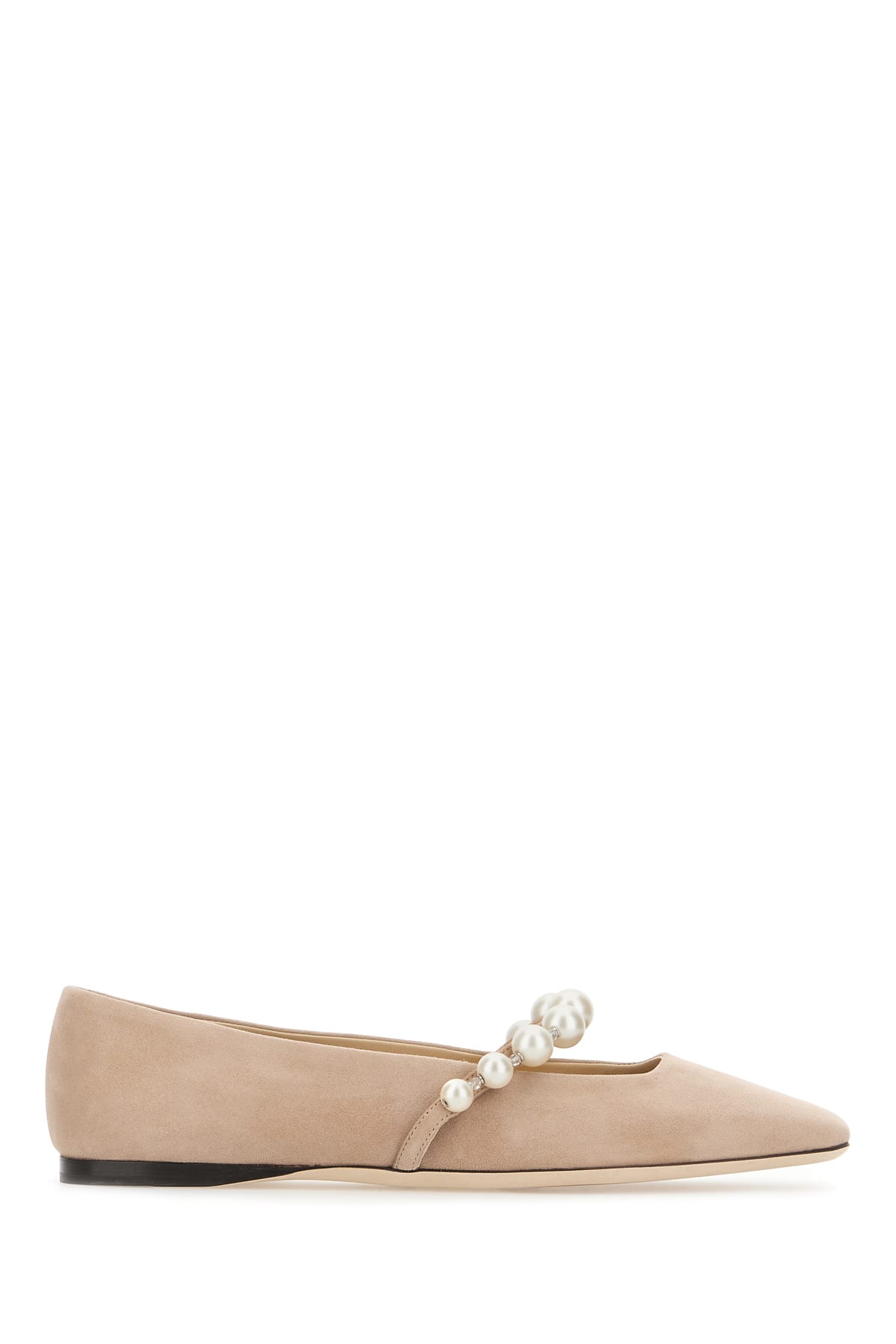 Shop Jimmy Choo Powder Pink Suede Ade Ballerinas In Balletpinkwhite