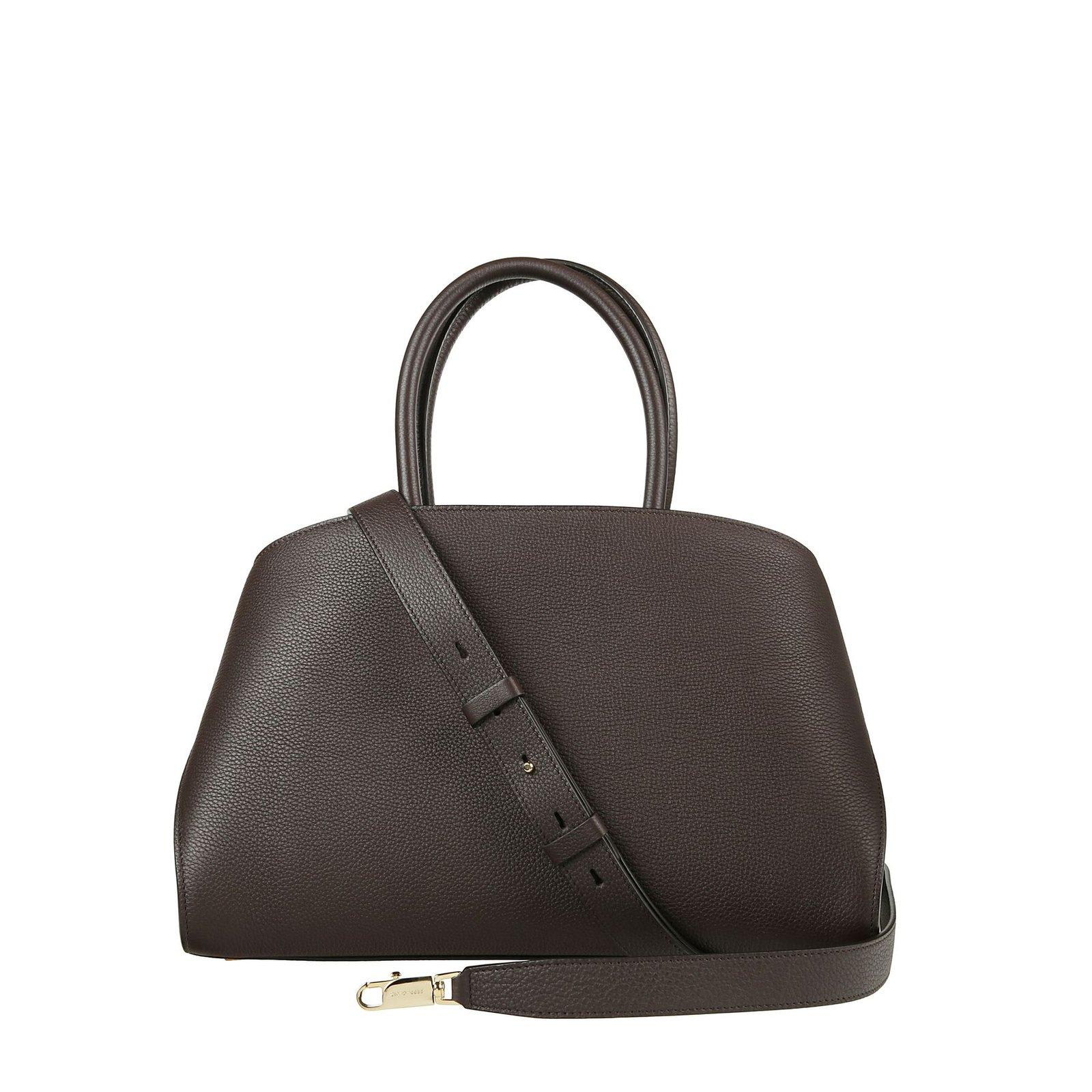 Shop Ferragamo Hug Bicolor Handbag In Testa Di Moro