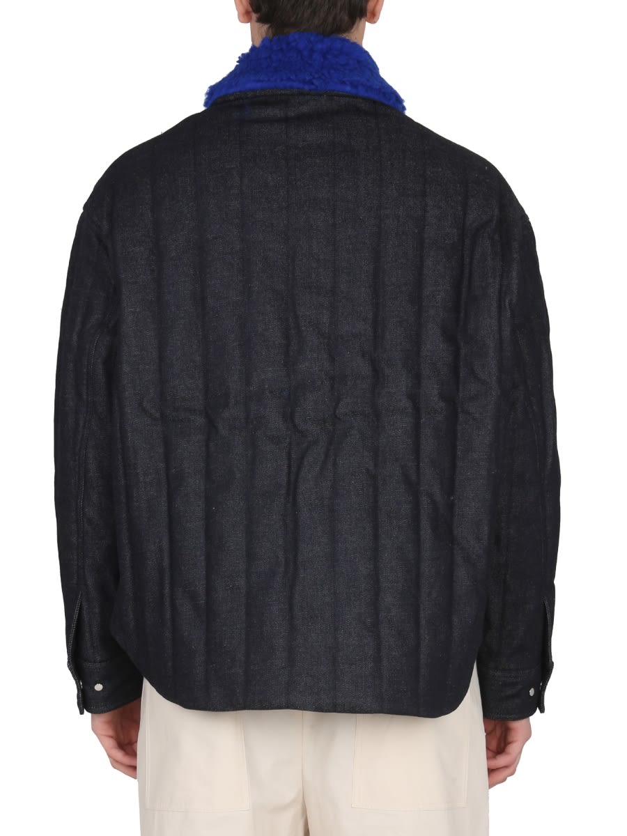 Shop Sunnei Jacket With Faux Fur In Denim