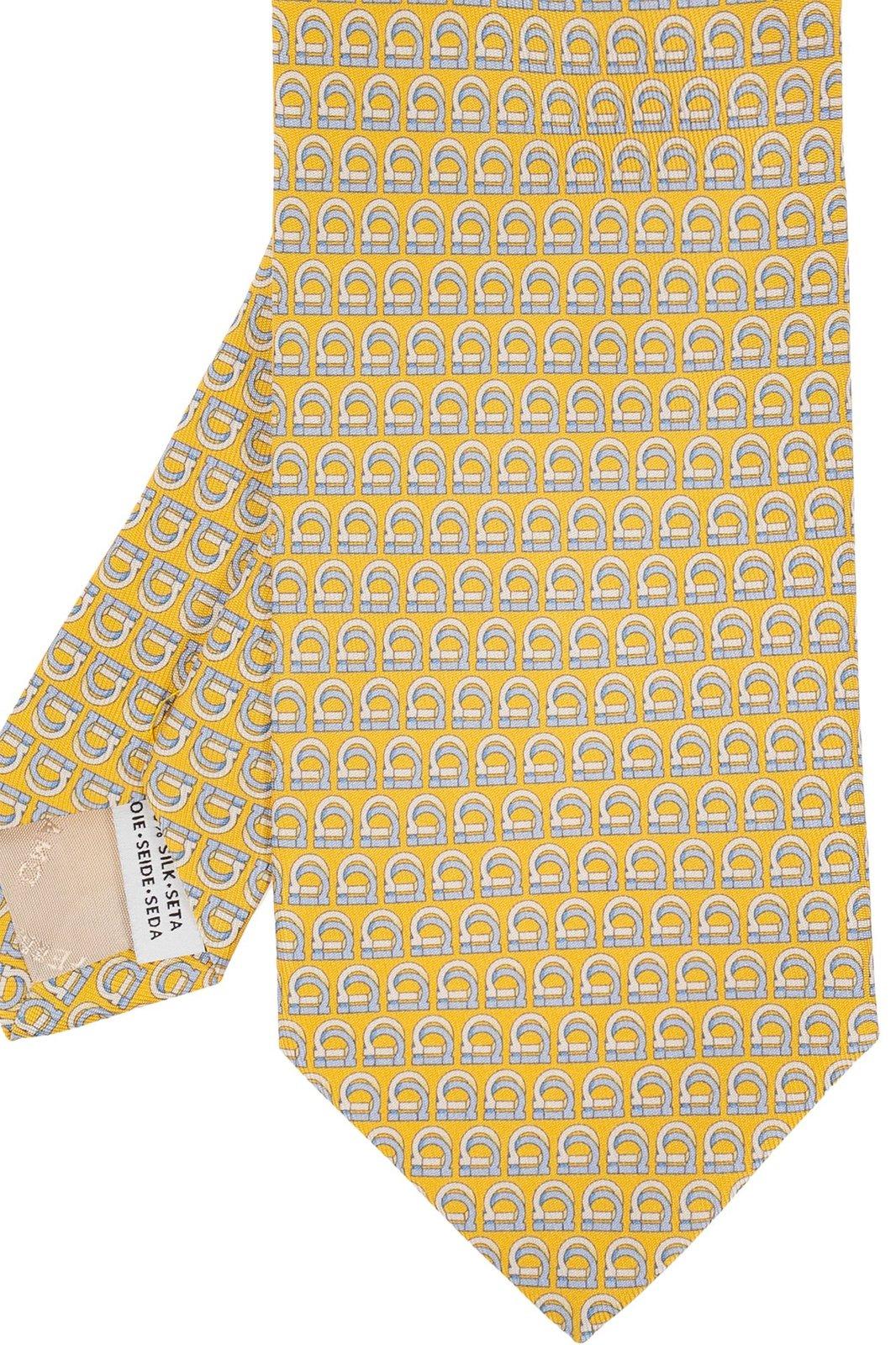 Shop Ferragamo Allover Logo Printed Tie In Yellow