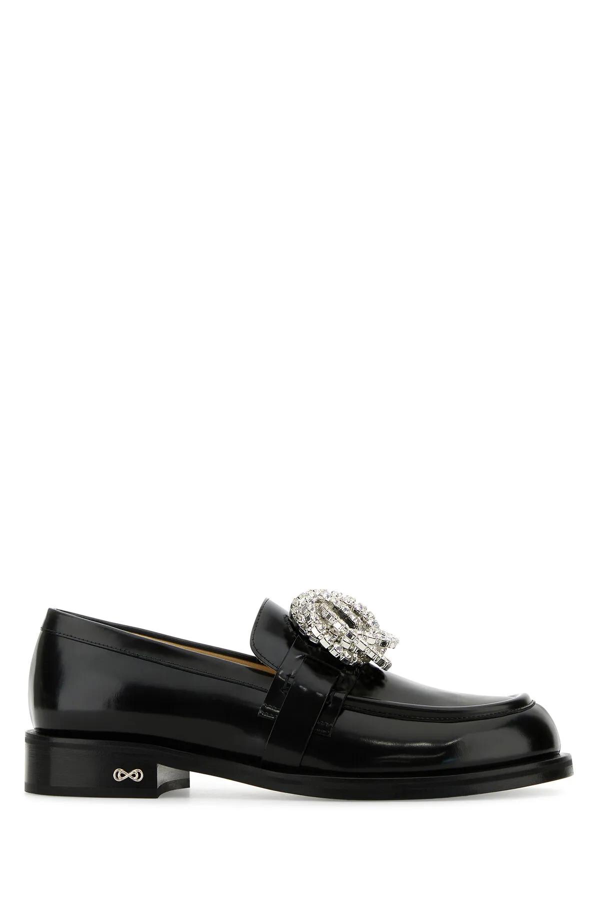 Black Leather Galaxy Loafers