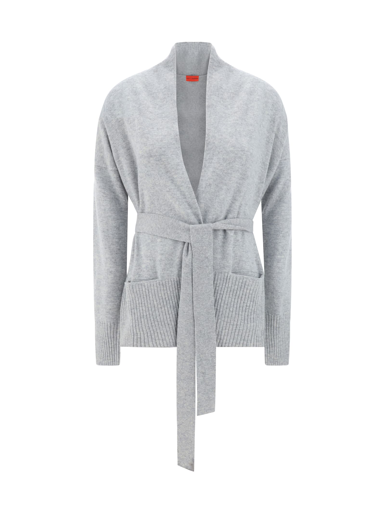 Shop Wild Cashmere Cardigan Collo Sciallato In Light Grey