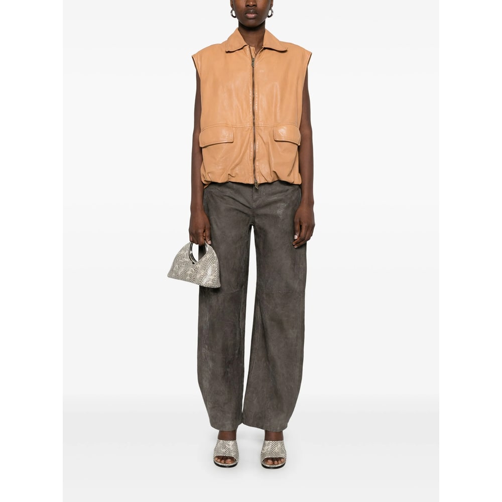 Salvatore Santoro Leather Pant In Brown