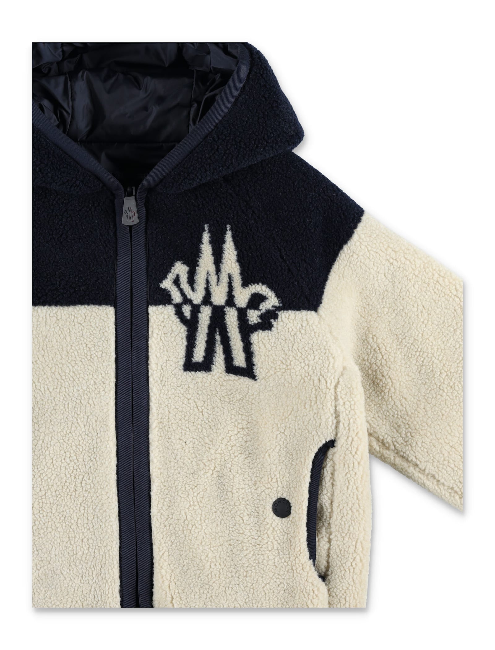 Moncler Reversible Teddy And Nylon Zip-up Hoodie  Grenoble Kids In Multi