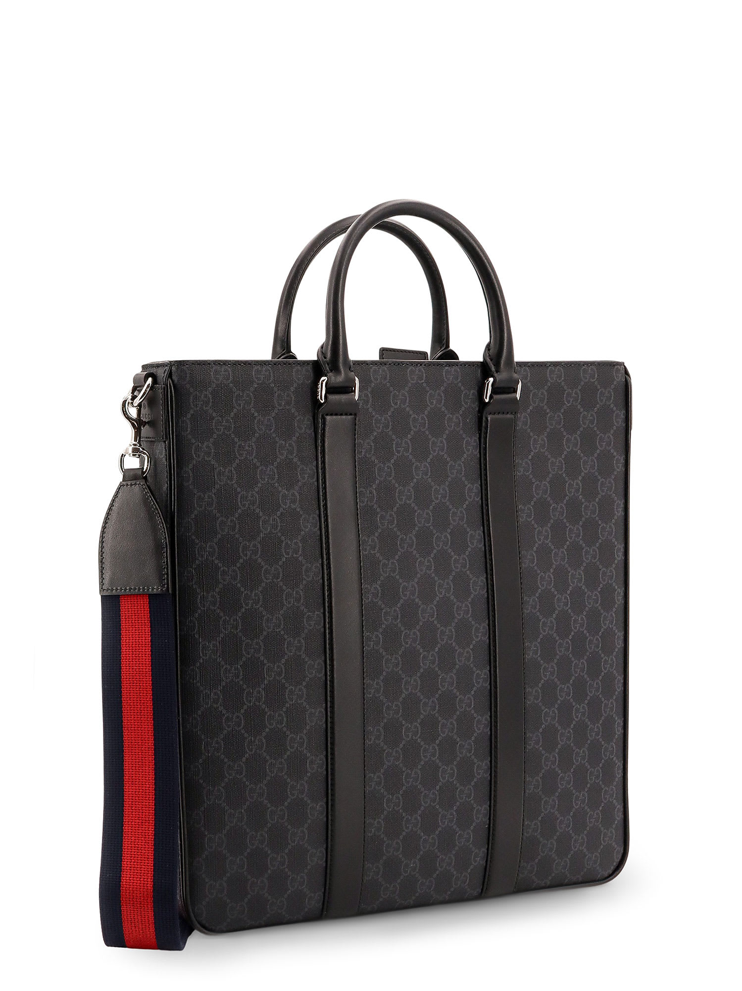 Gucci Gg Supreme Fabric Shopping Bag With Shoulder Strap In Black