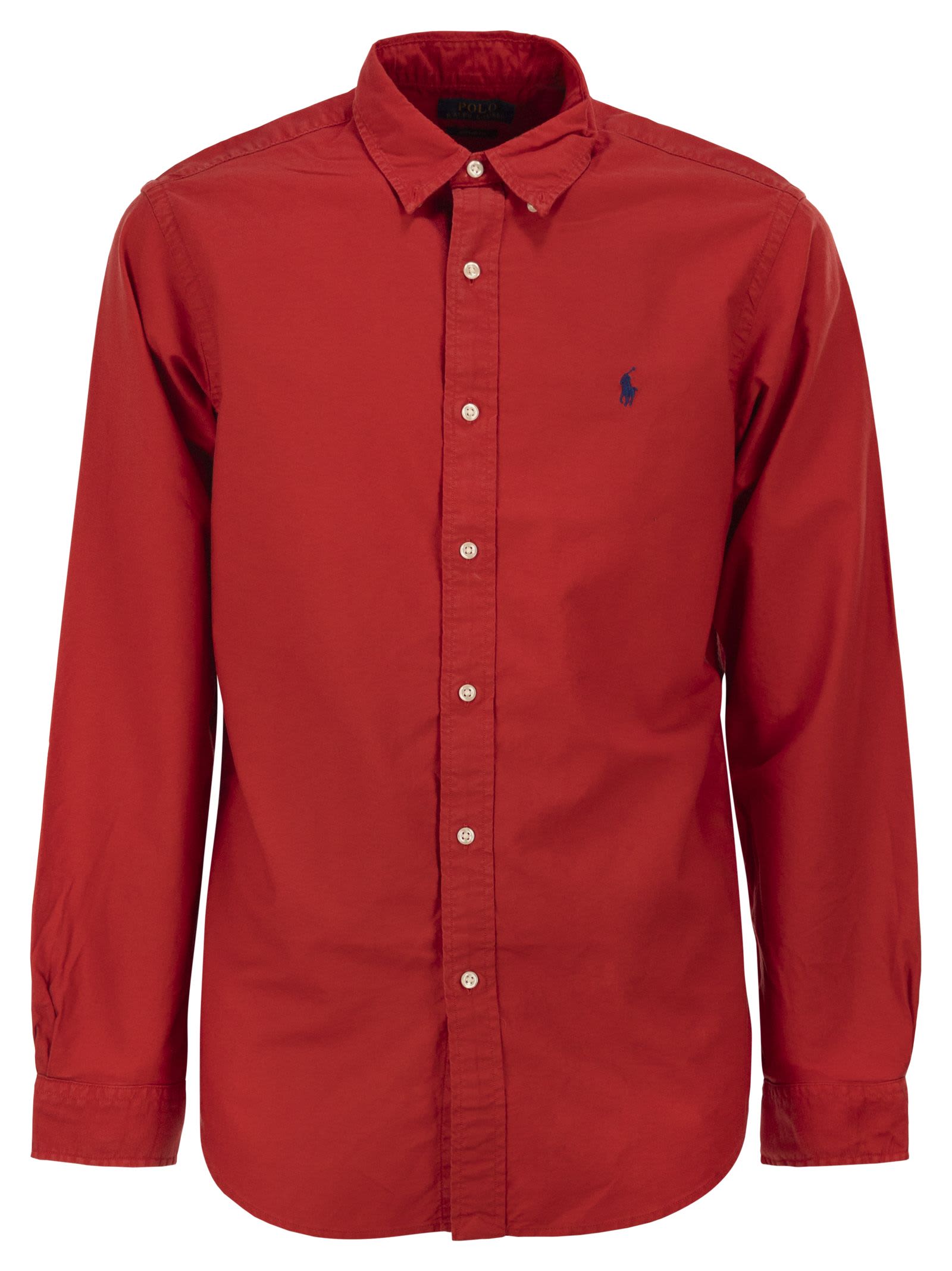 Ralph Lauren Custom-fit Garment Dyed Oxford Shirt In Red