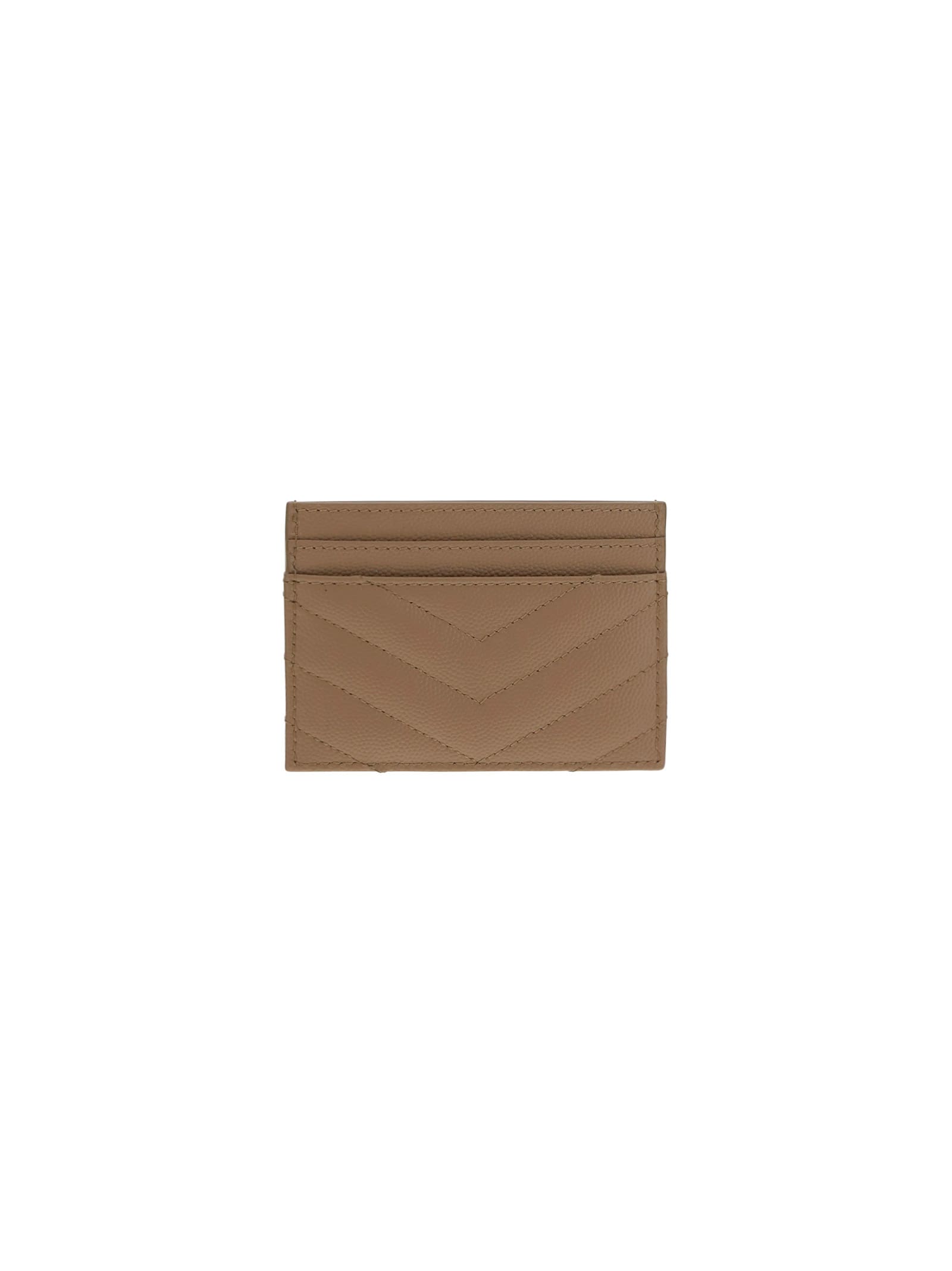 Shop Saint Laurent Monogram Card Holder In Beige