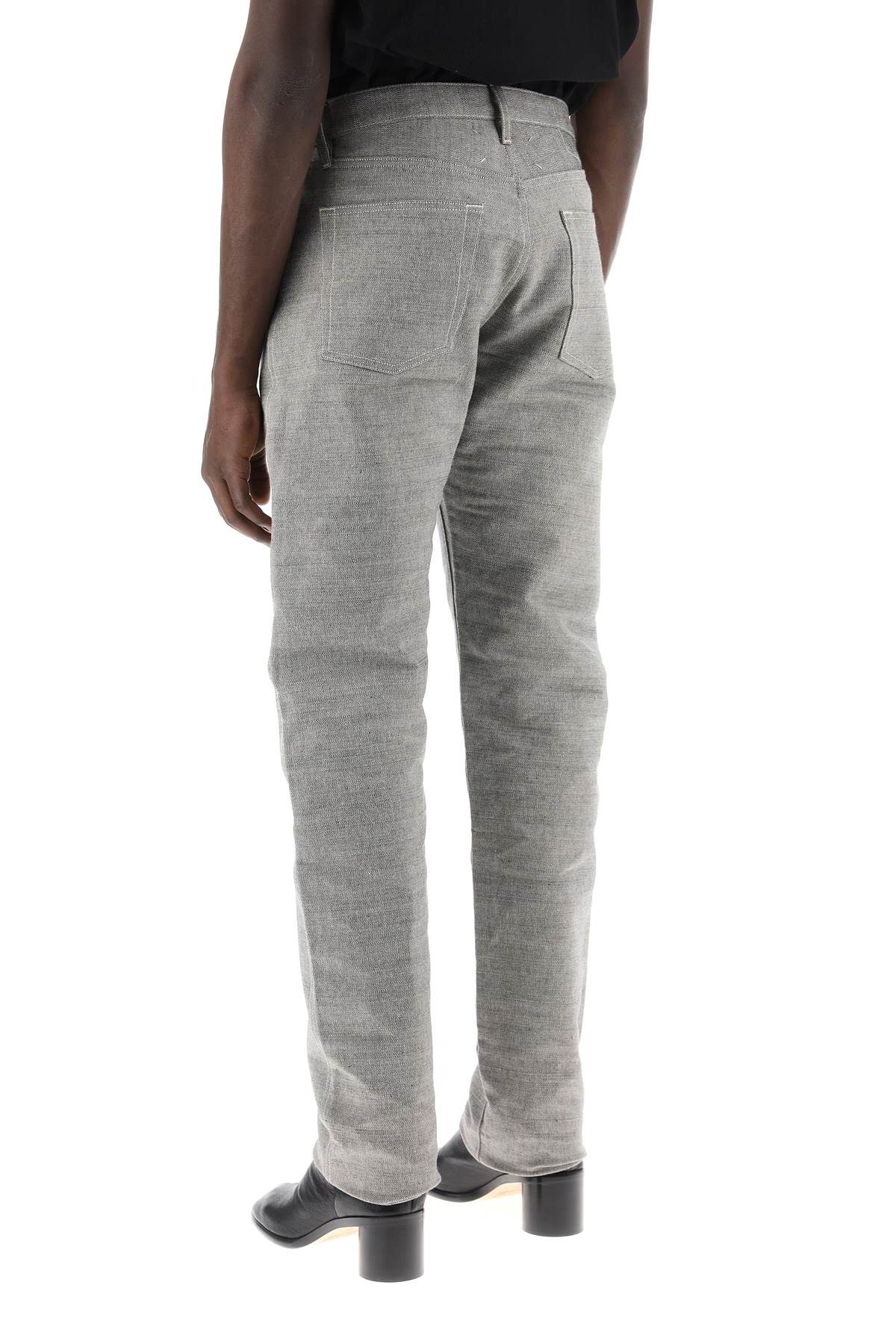 Shop Maison Margiela Five-pocket Trousers In Mã©lange Effect Canvas In Caviar (grey)