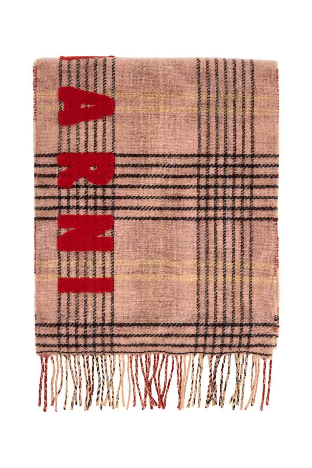 Shop Marni Double Check Wool Scarf In 8 In Antique Rose (pink)