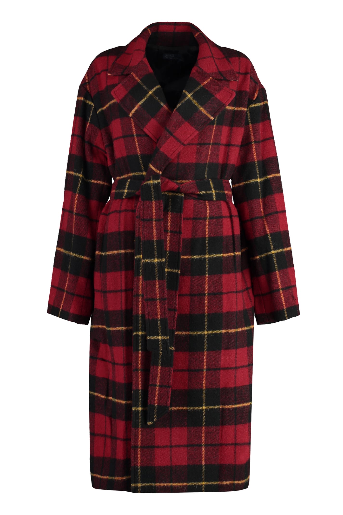 Shop Polo Ralph Lauren Checked Wool Coat In Red