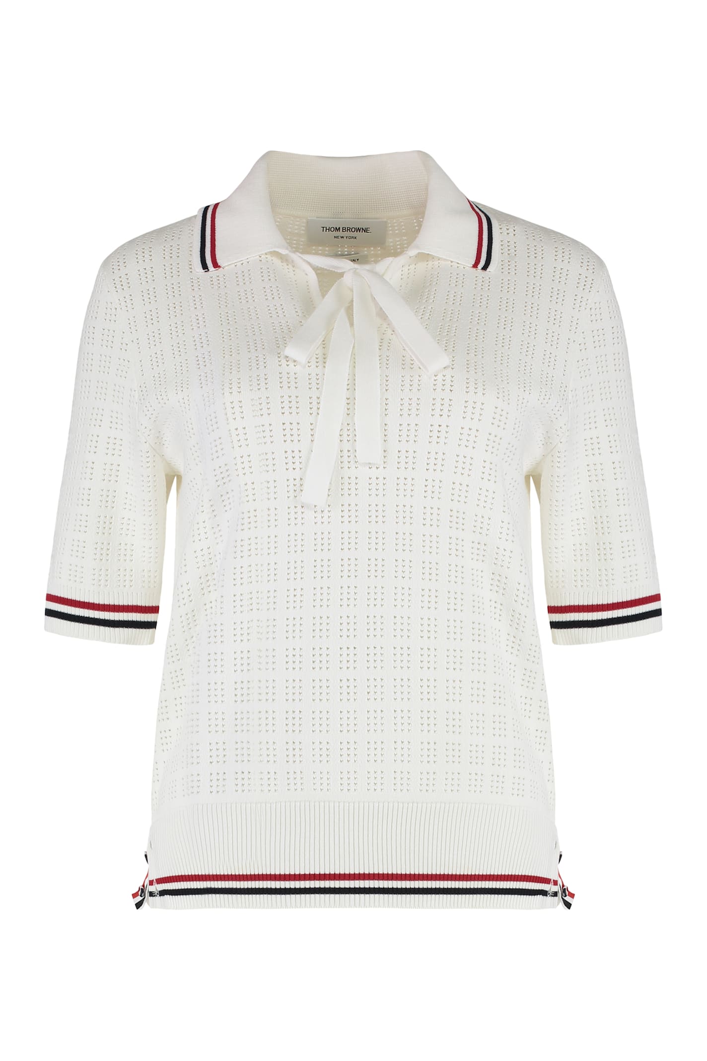 Openwork-knit Polo Shirt