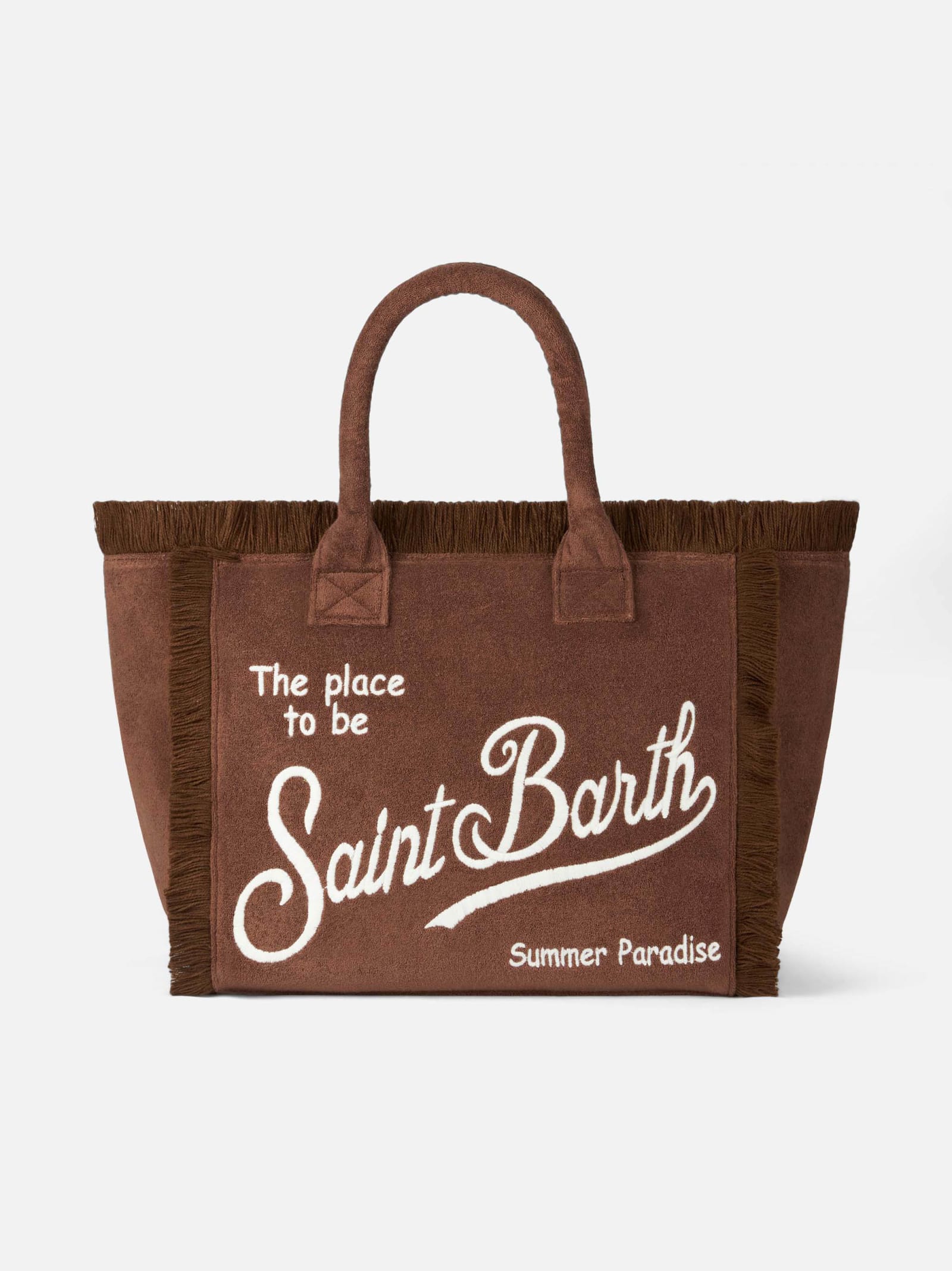 Shop Mc2 Saint Barth Vanity Brown Terry Shoulder Bag