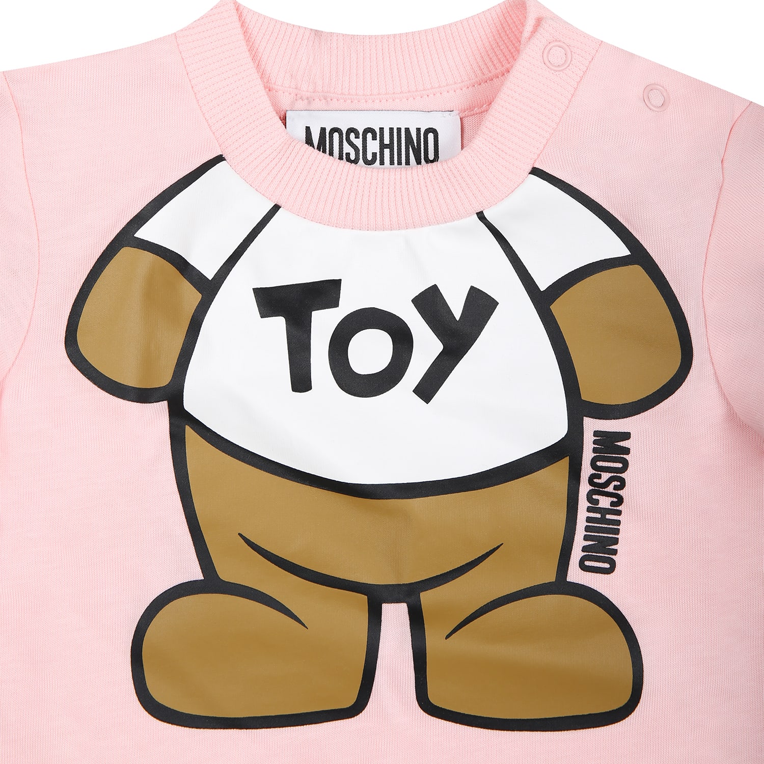 Shop Moschino Pink Romper For Baby Girl With Teddy Bear