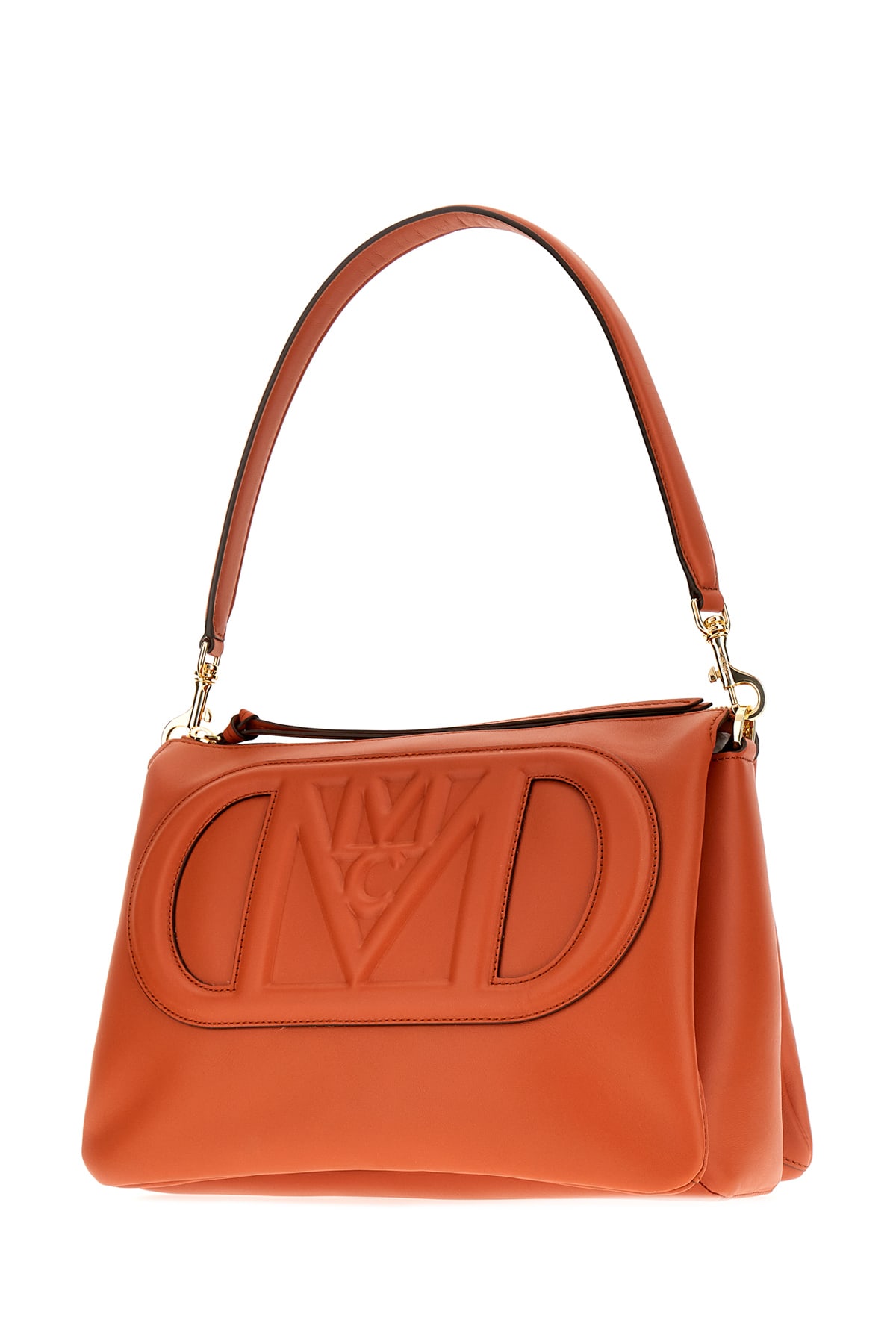 Shop Mcm Caramel Leather Medium Travia Shoulder Bag In C8