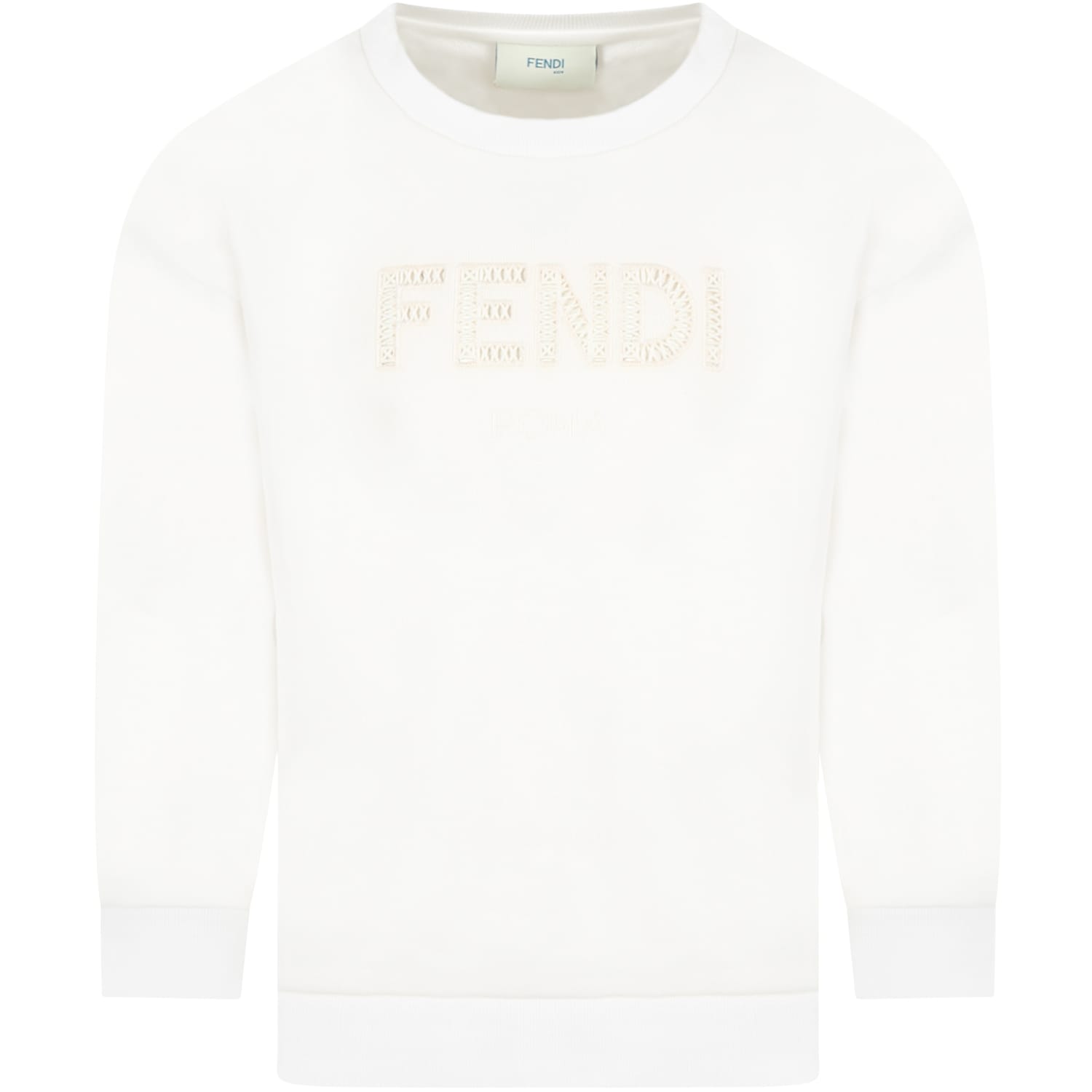 Fendi Ivory Sweatshirt For Kids With Logo