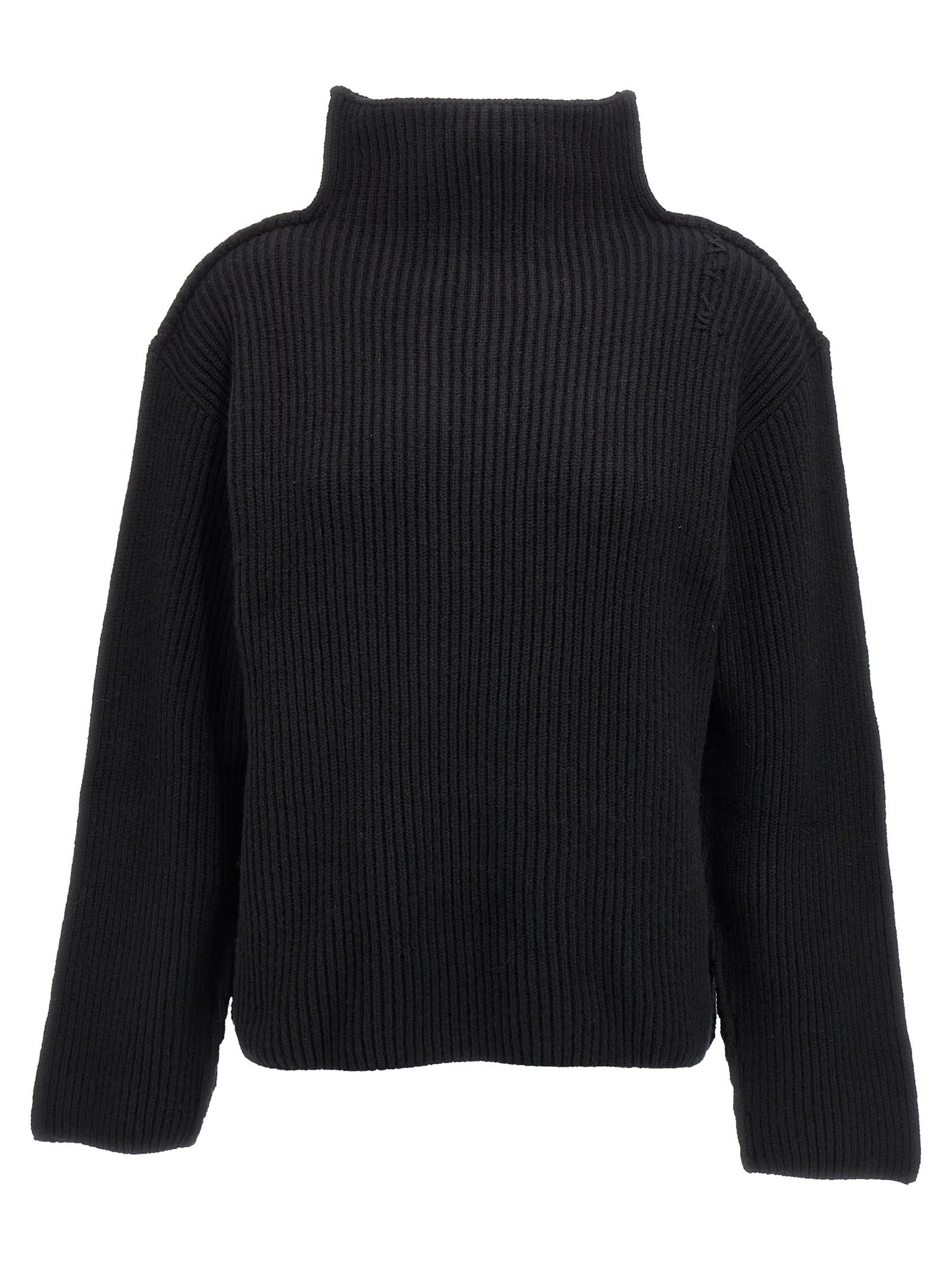 Shop Marni Ribbed Sweater In Black