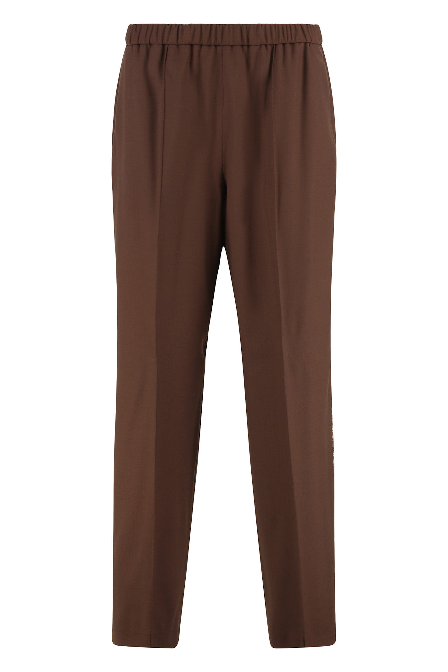 Fabiana Filippi Elastic-waist Side-seam Trousers In Brown