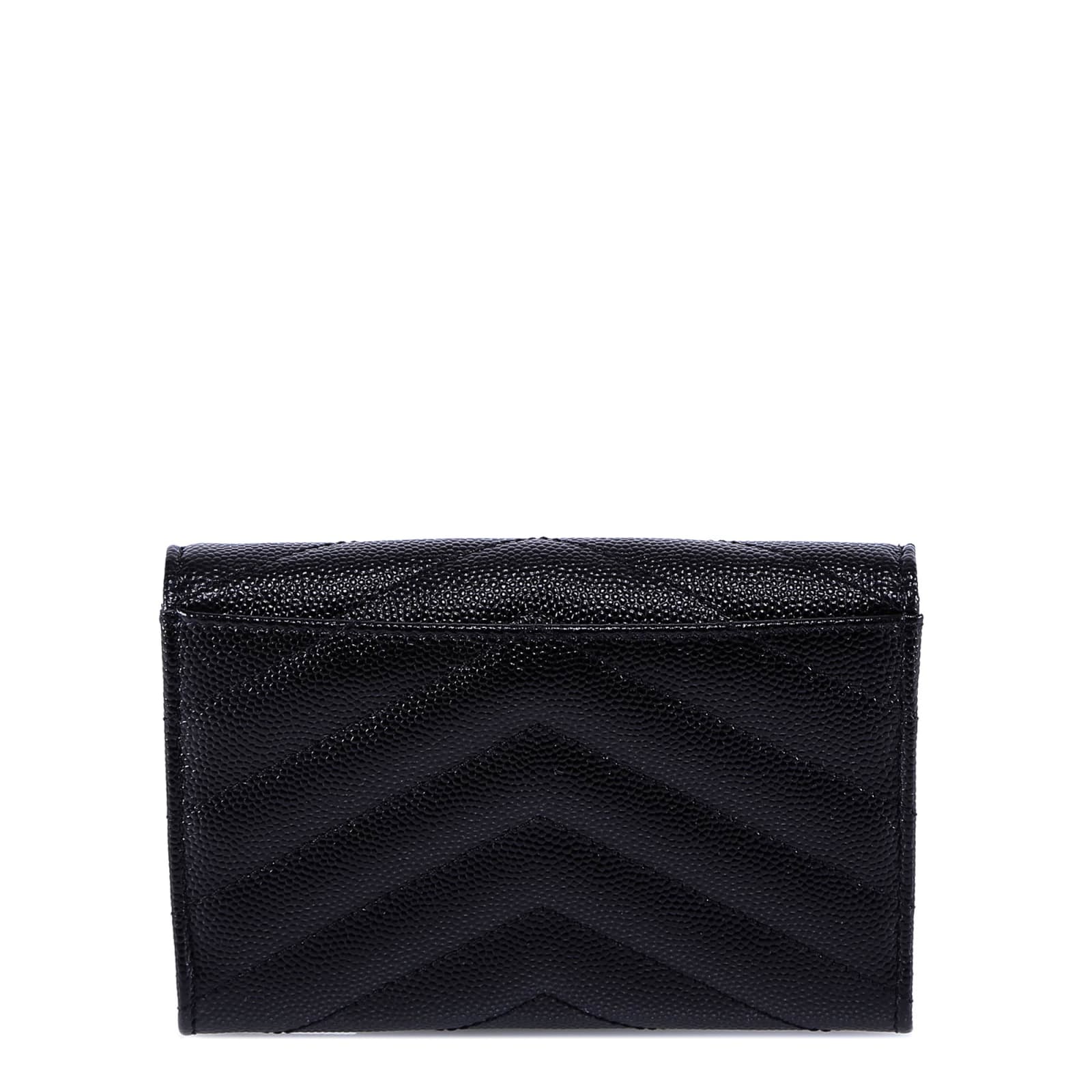 Shop Saint Laurent Cassandra Wallet In Black