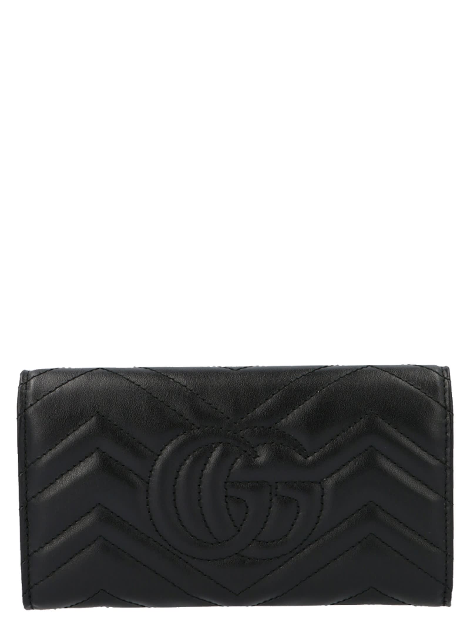 Shop Gucci Continental Gg Marmont Wallet In Black