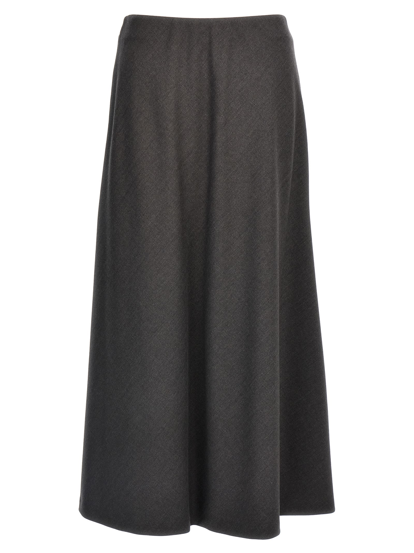 Shop Brunello Cucinelli Flared Wool Skirt In Gray