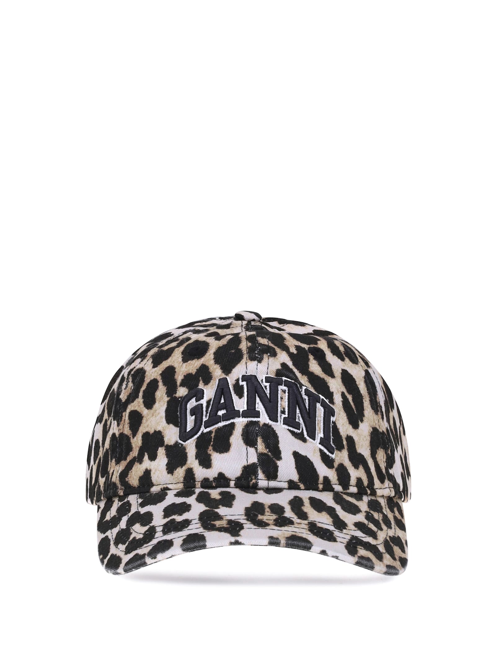 Ganni Leopard Baseball Hat In Animal Print