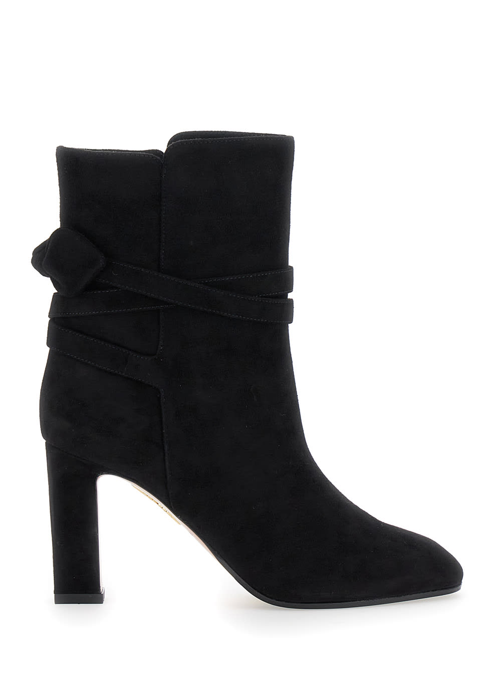 Shop Aquazzura Very Bow Black Ankle Boots With Bow Detail In Suede Woman