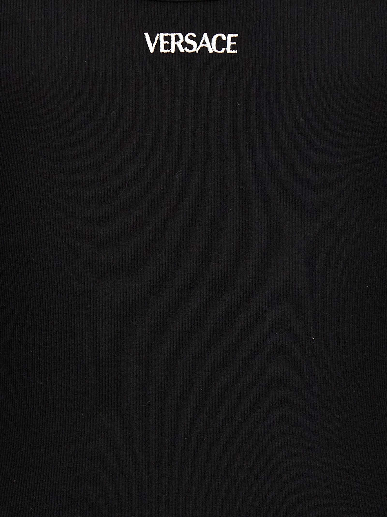 Versace Black Logo Tank Top In Black