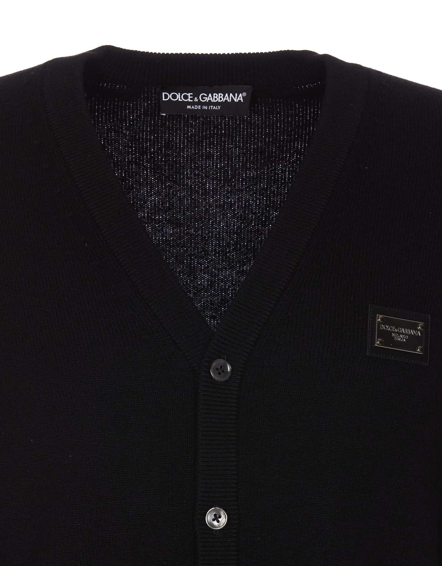 Shop Dolce & Gabbana Logo Plaque Cardigan In Black