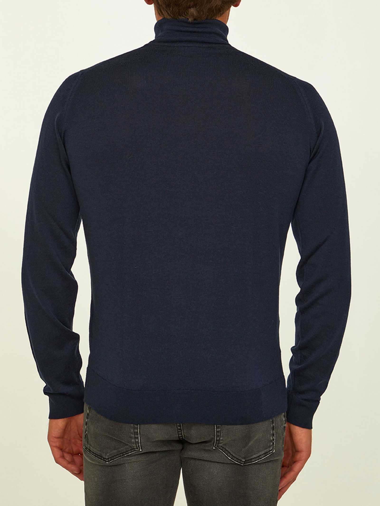 Shop John Smedley Blue Merino Wool Turtleneck