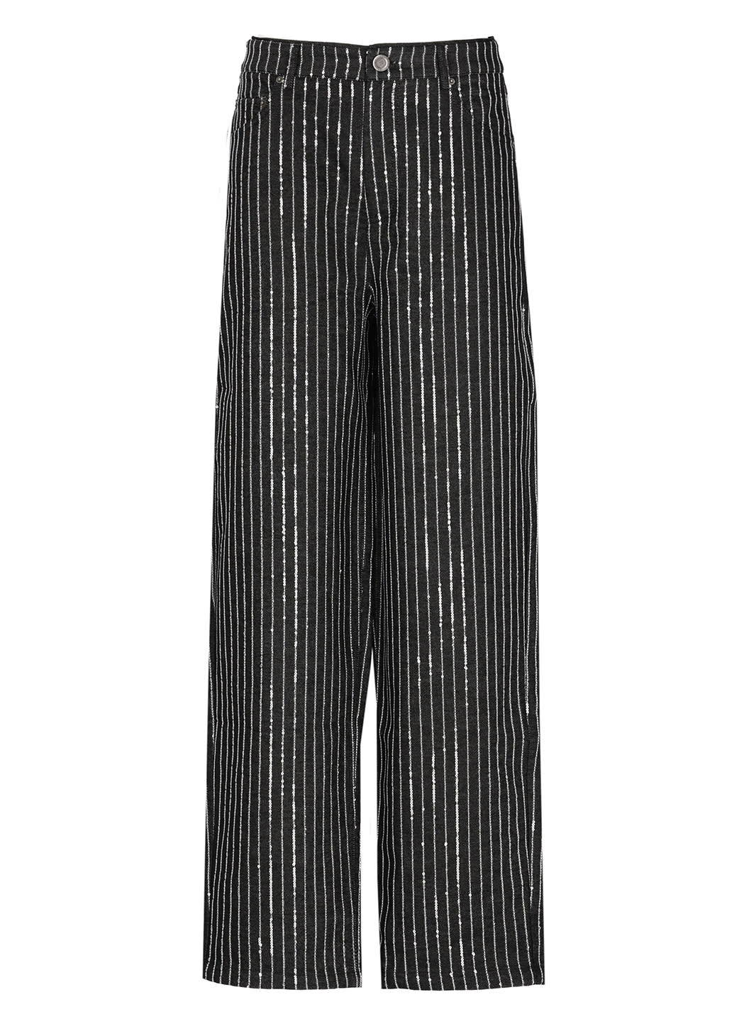 Shop Rotate Birger Christensen Twill Trousers With Paillettes In Black