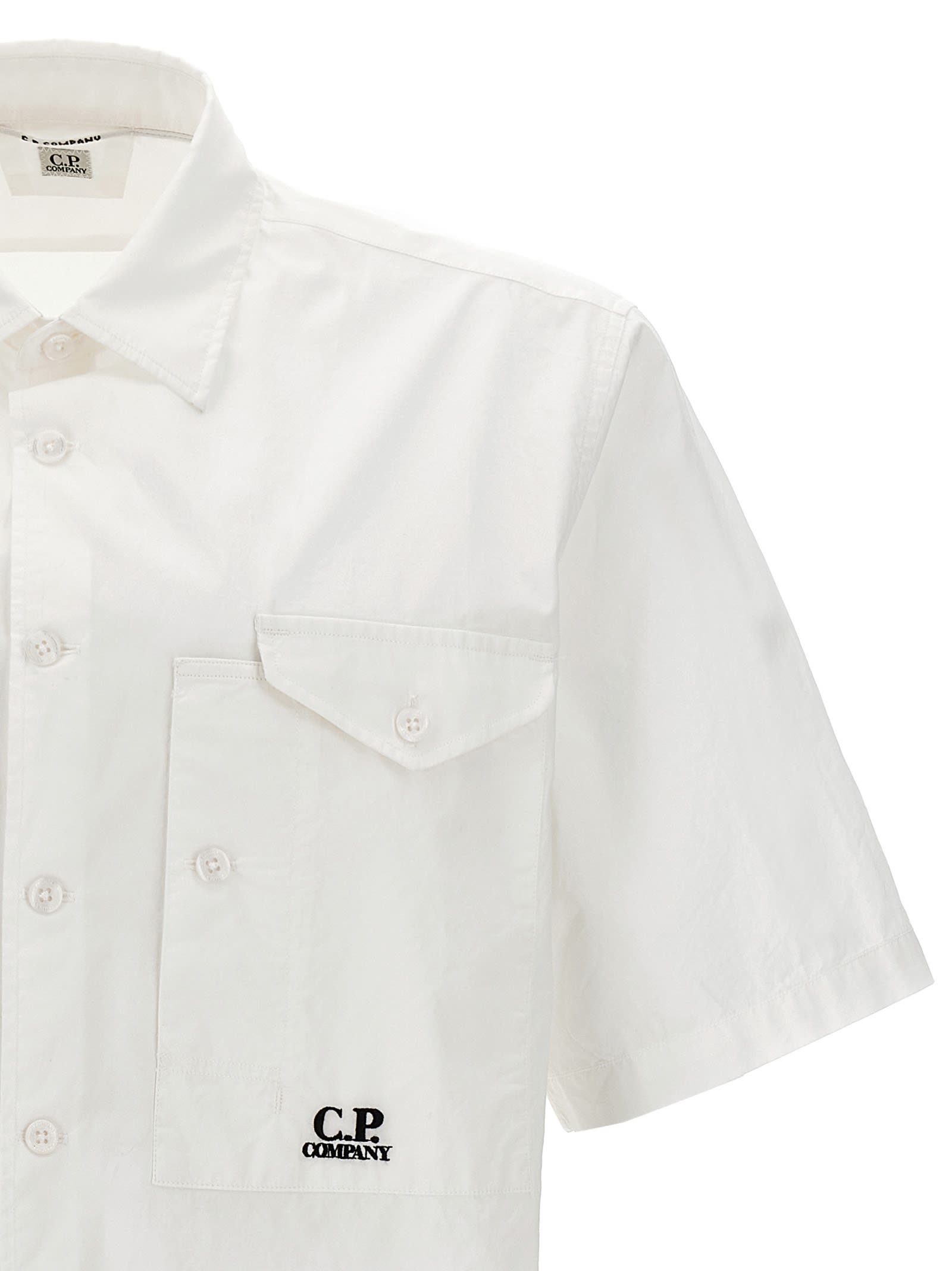 Shop C.p. Company Oversized Pocket Short-sleeved Shirt In Gauze White