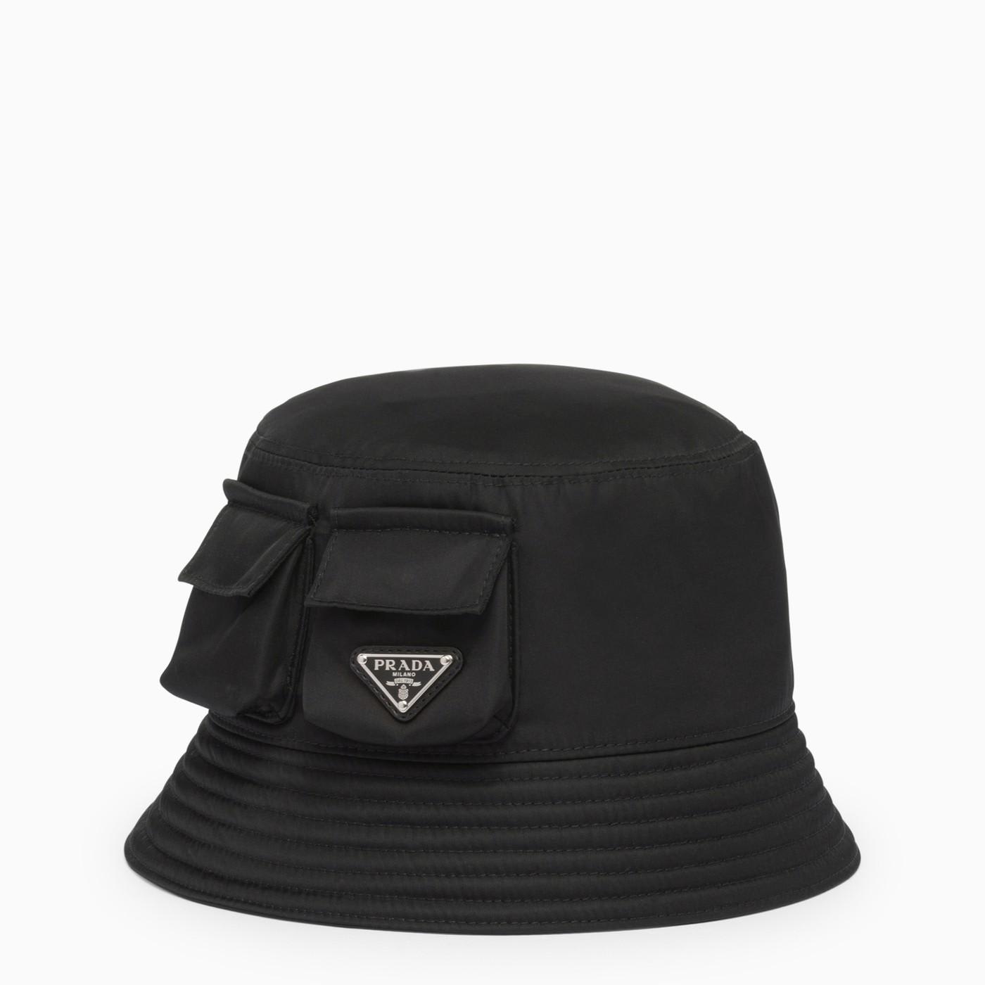 Shop Prada Black Re-nylon Bucket Hat With Pockets In Nero