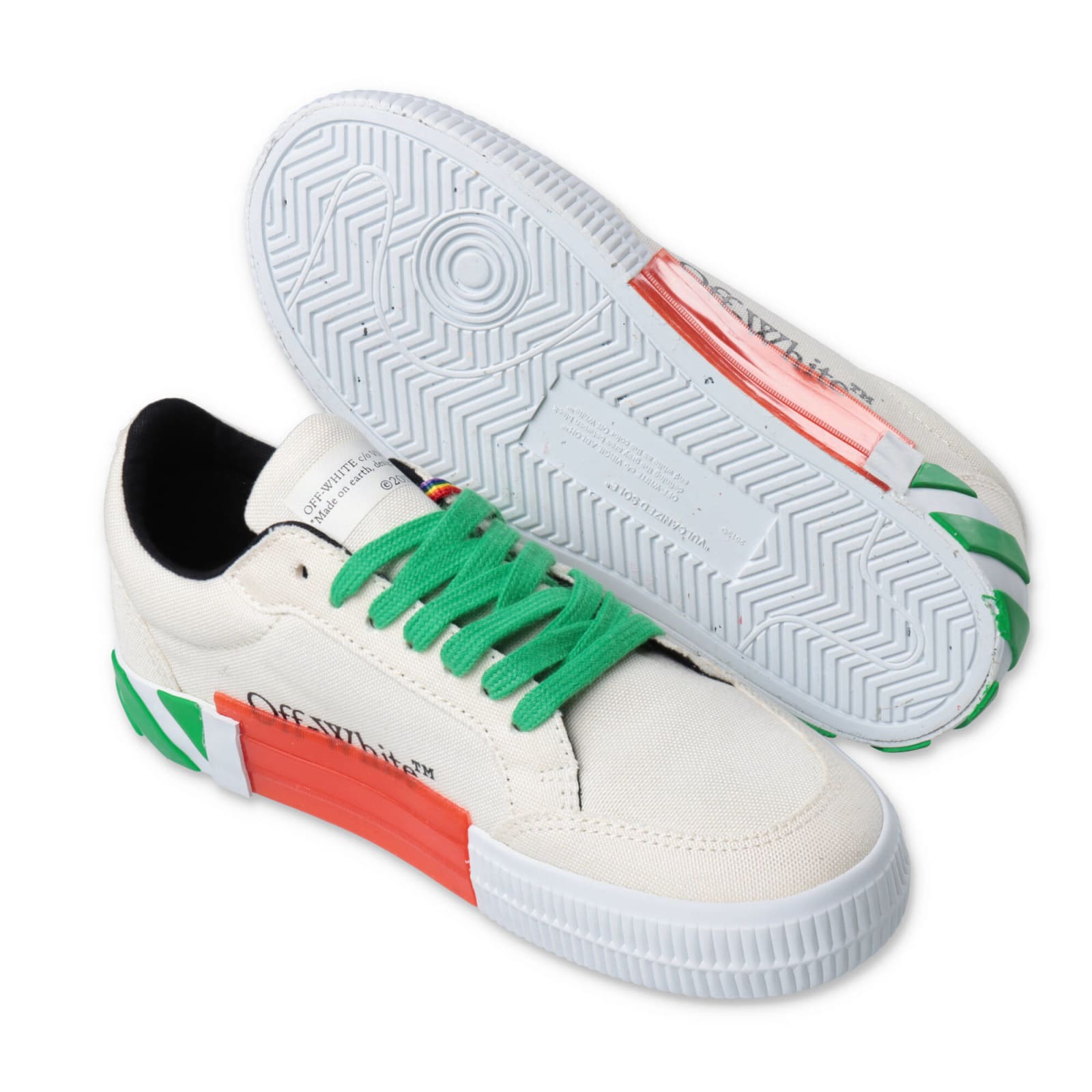 Shop Off-white Off White Sneakers Bianche In Tela Di Cotone Bambino In Bianco