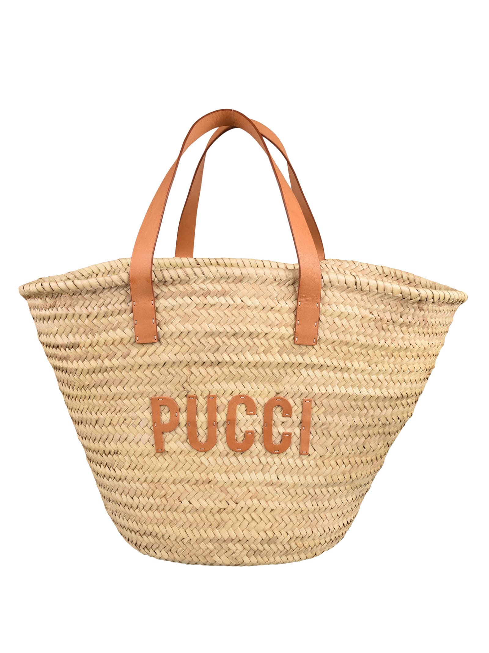 Emilio Pucci Logo Patched Woven Basket Bucket Bag