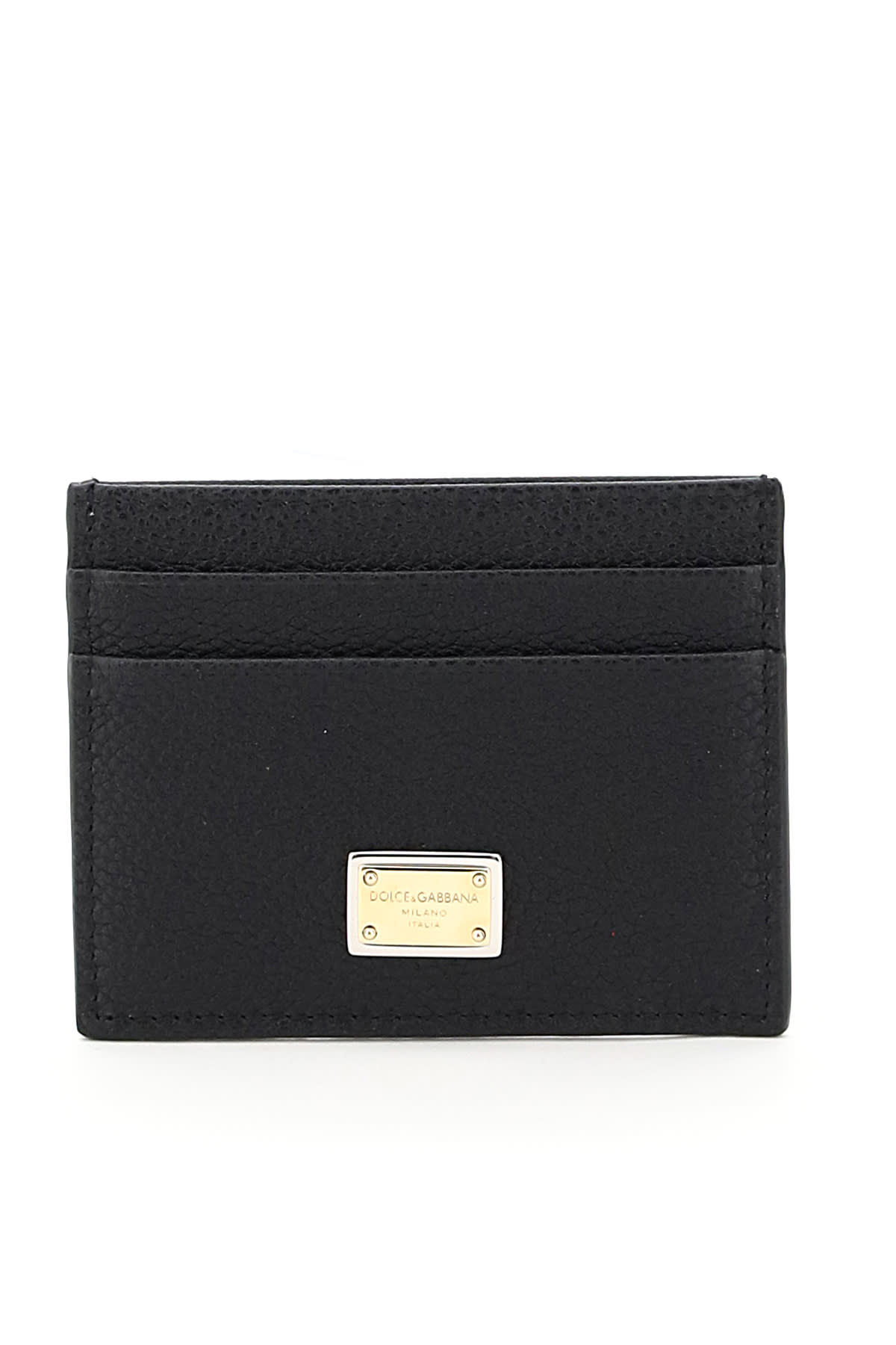 DOLCE & GABBANA LEATHER CARD HOLDER WITH LOGO PLAQUE,BI0330AW73780999